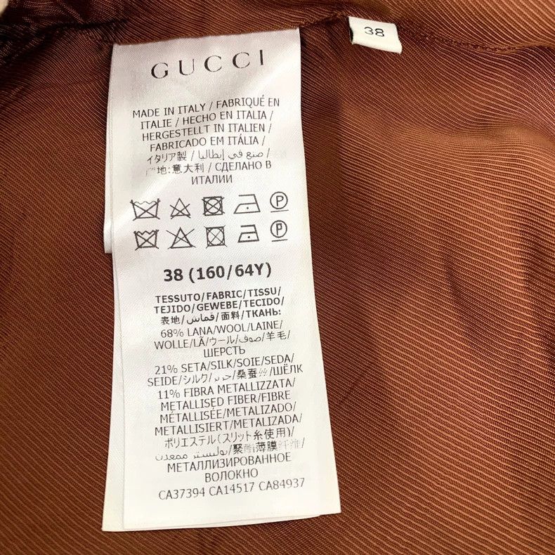 Gucci Gucci Yellow logo gold silk full-printed wool elastic short Size US 38 / EU 54 - 6 Thumbnail