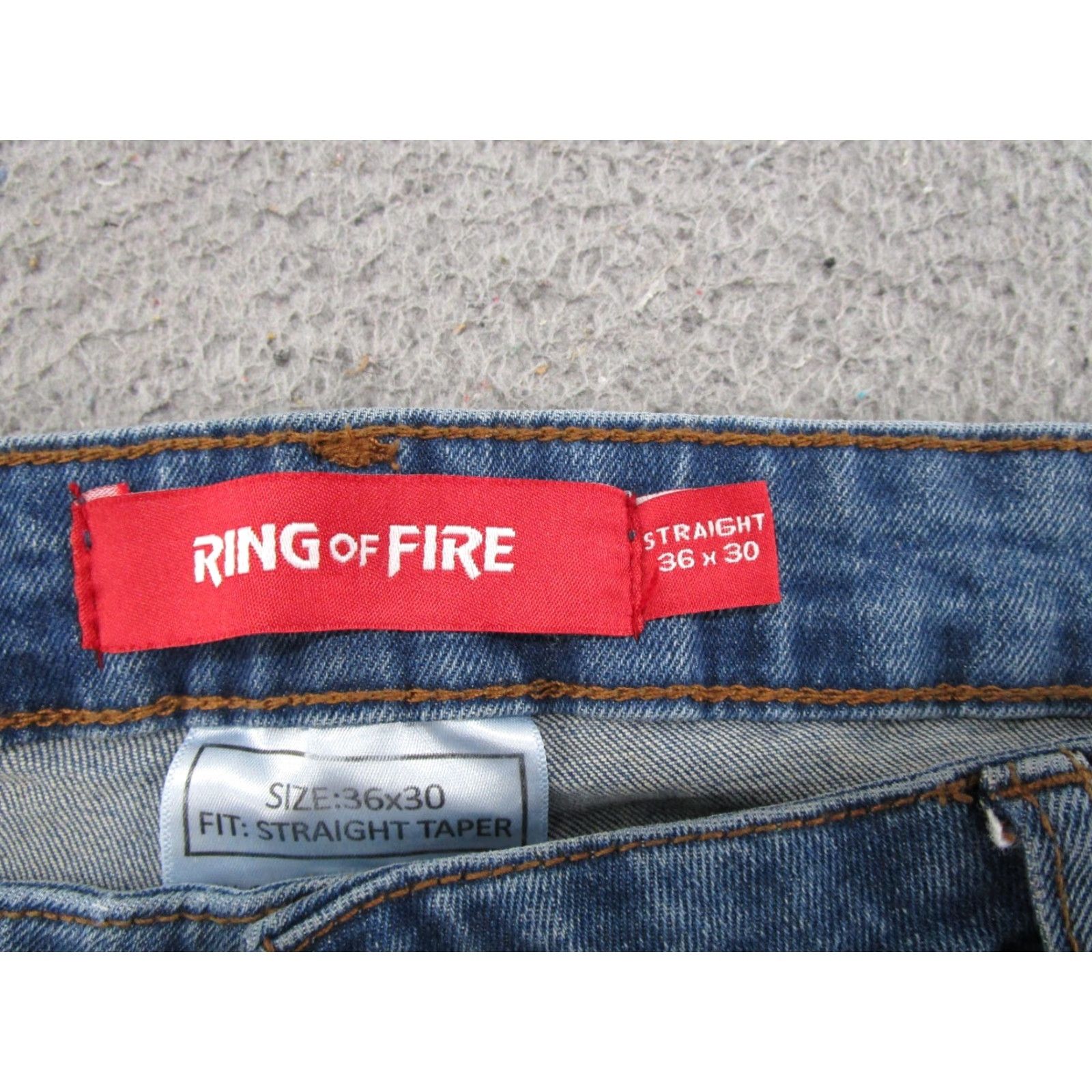 Ring Of Fire Ring Of Fire Jeans Men's Straight Taper Blue Stretch Denim Size 36x30 Distressed Size US 36 / EU 52 - 4 Thumbnail