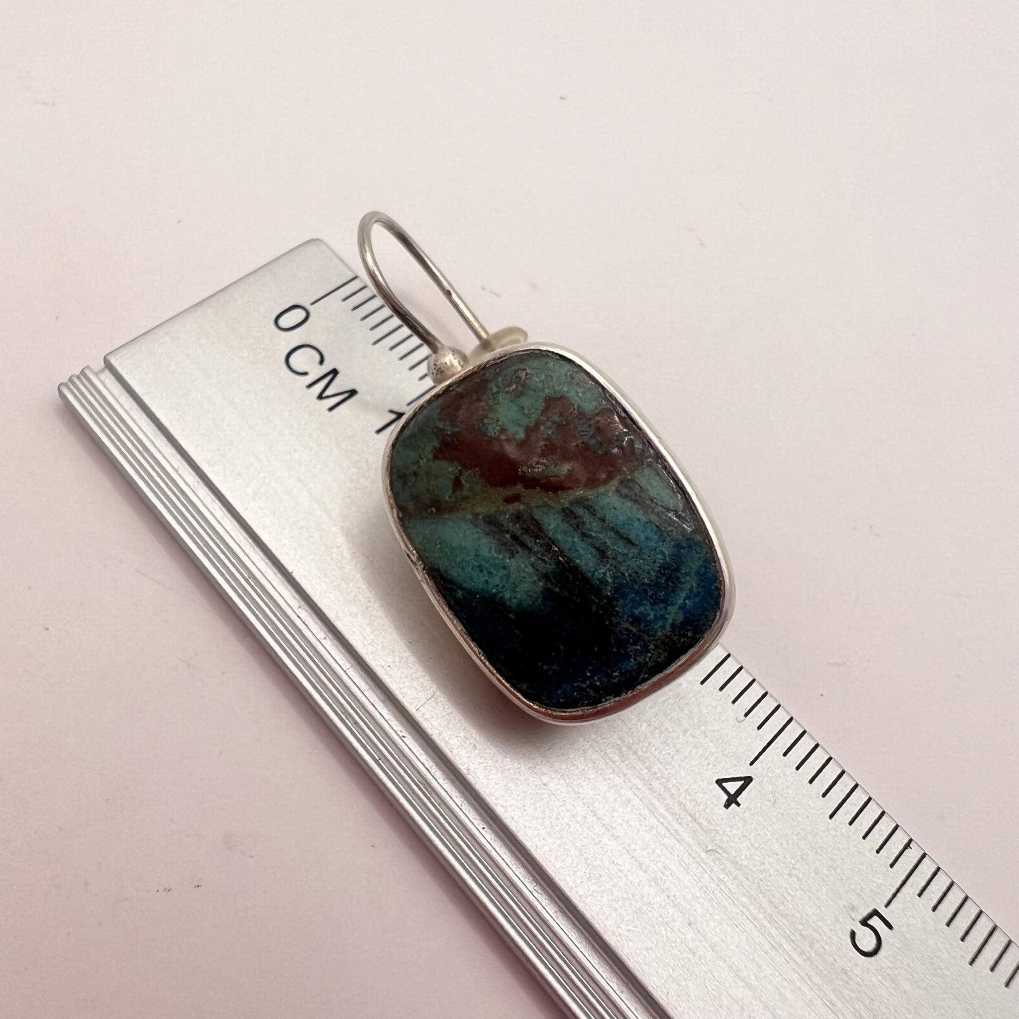 Jewelry × Vintage Vintage Silver 800 Stud Earrings Natural Chrysocolla Stone Size ONE SIZE - 4 Thumbnail