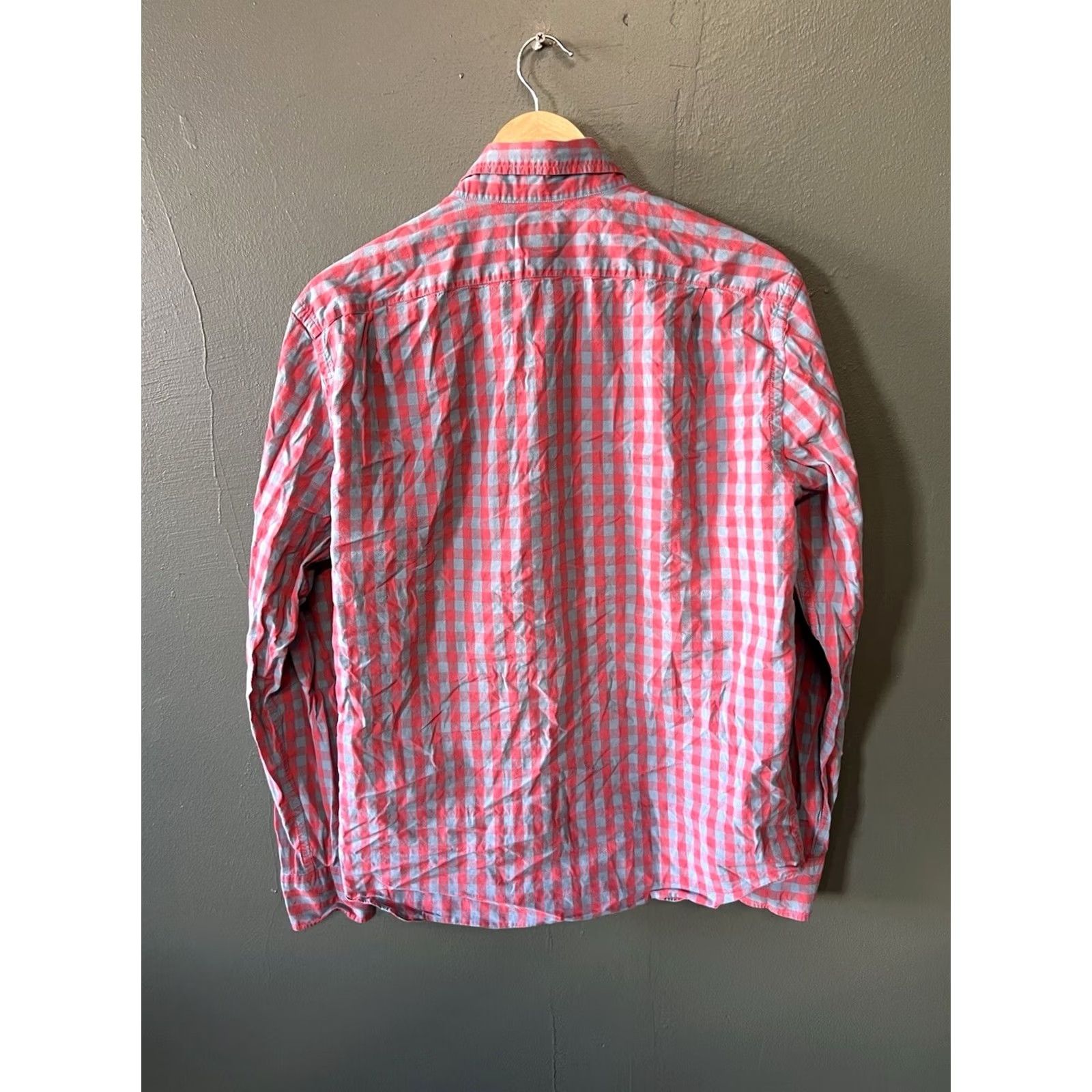J.Crew J.CREW Mens Red Checkered Long Sleeve Button-Up Dress Shirt Slim Fit L Size Size 42R - 2 Thumbnail