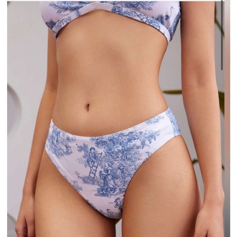 Cider NWOT CIDER Toile de Jouy Bikini in Sky Blue, sz S Size ONE SIZE - 1 Thumbnail