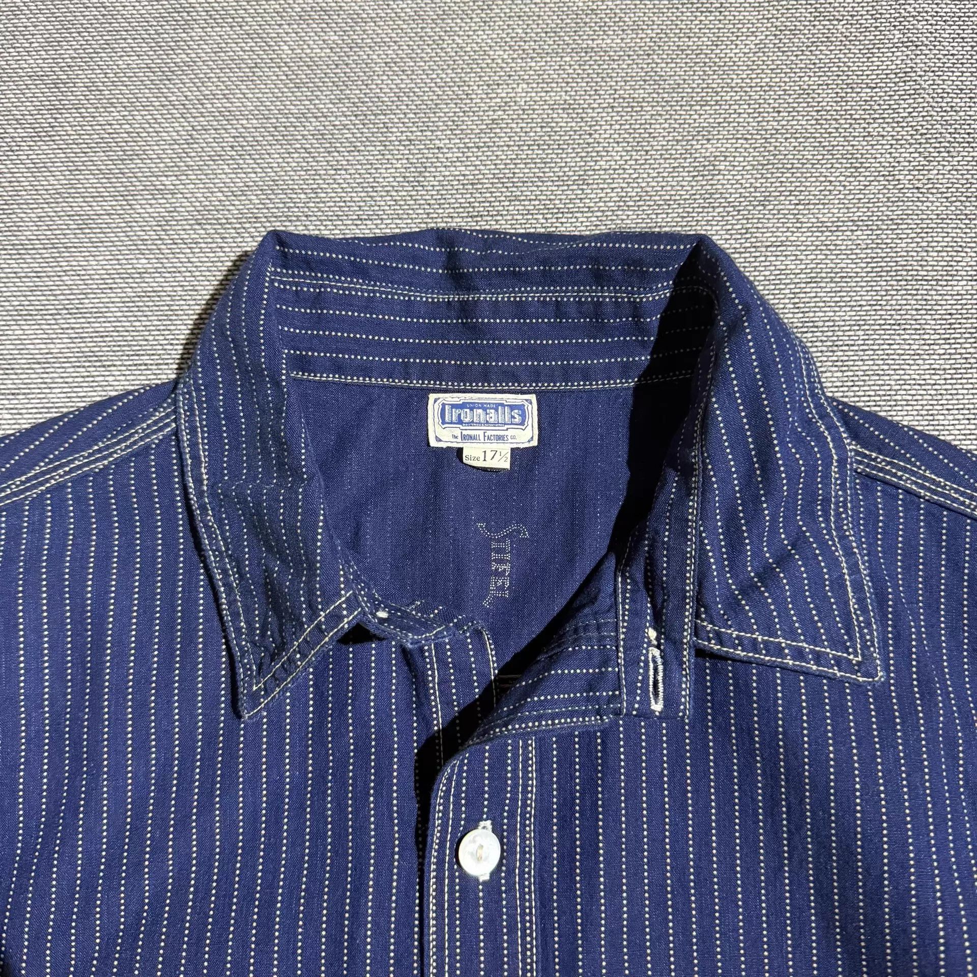 Freewheelers Freewheelers Wabash Blue Discharge Shirt 17.5 Size US XL / EU 56 / 4 - 3 Thumbnail