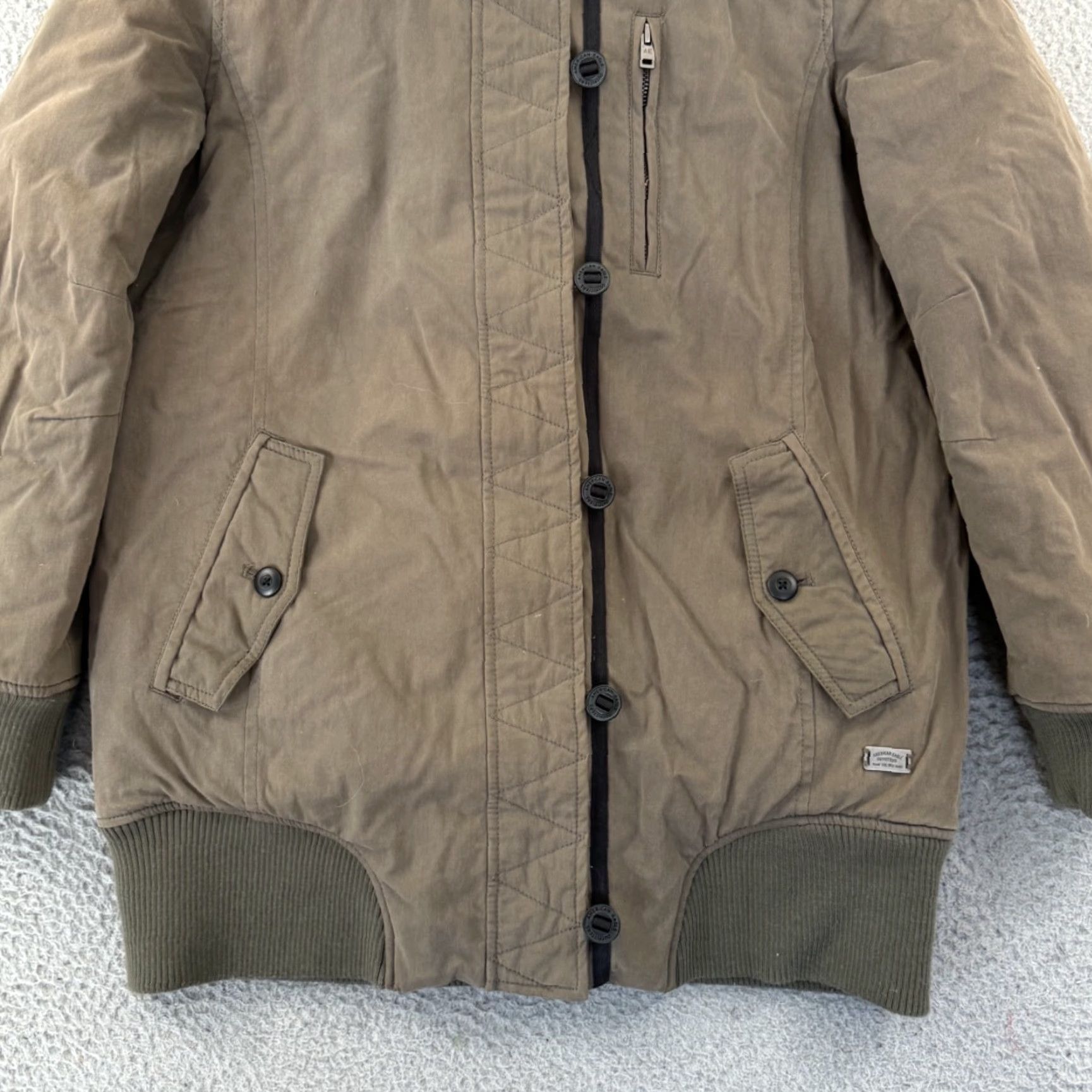American Eagle Outfitters VINTAGE American Eagle Outfitters Jacket Womens Large Brown Lined Parka Faux Fur Hooded Zip Size L / US 10 / IT 46 - 2 Thumbnail
