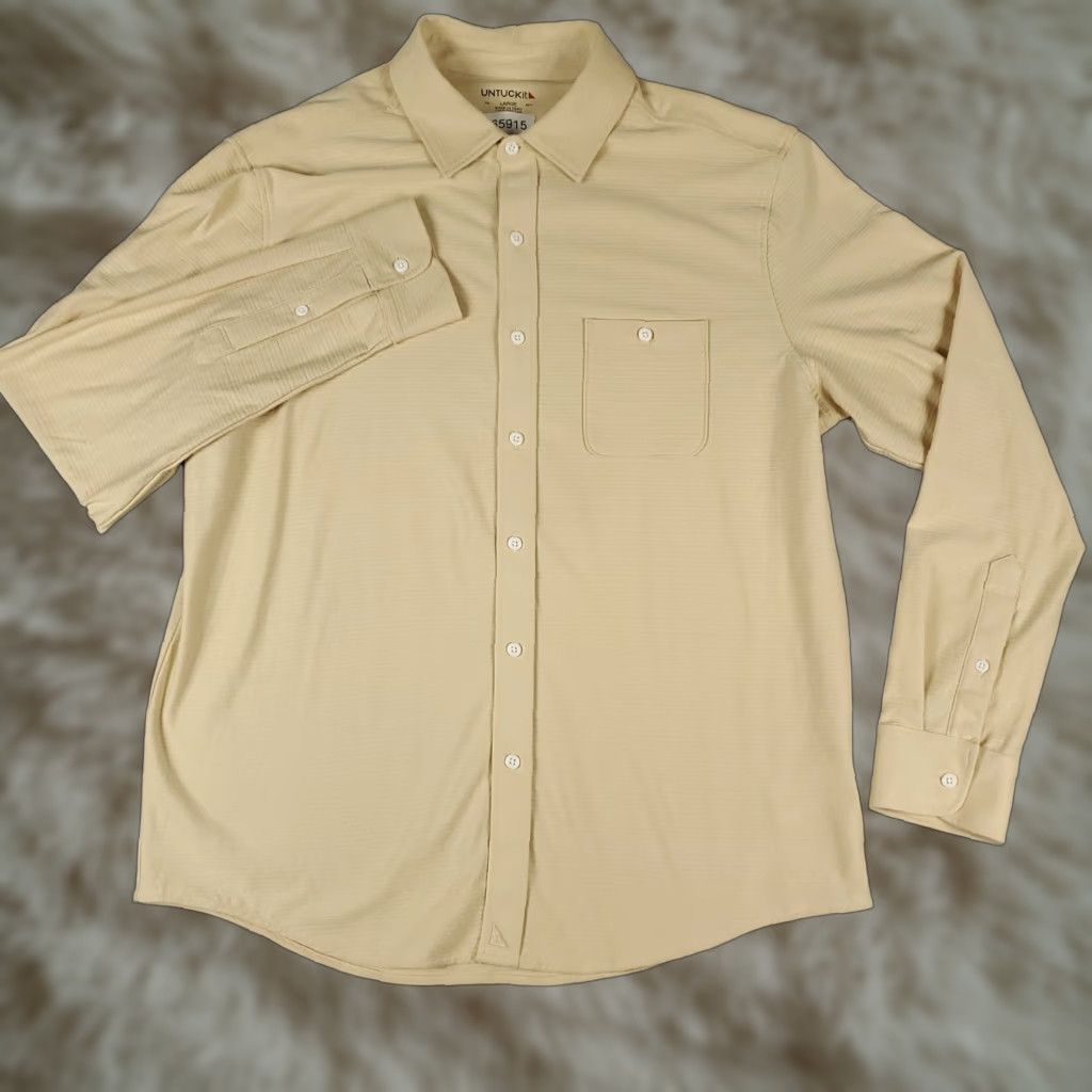 UNTUCKit UNTUCKit Shirt Mens Large Beige Heavy Casual Button Up Long Sleeve Size US L / EU 52-54 / 3 - 1 Thumbnail
