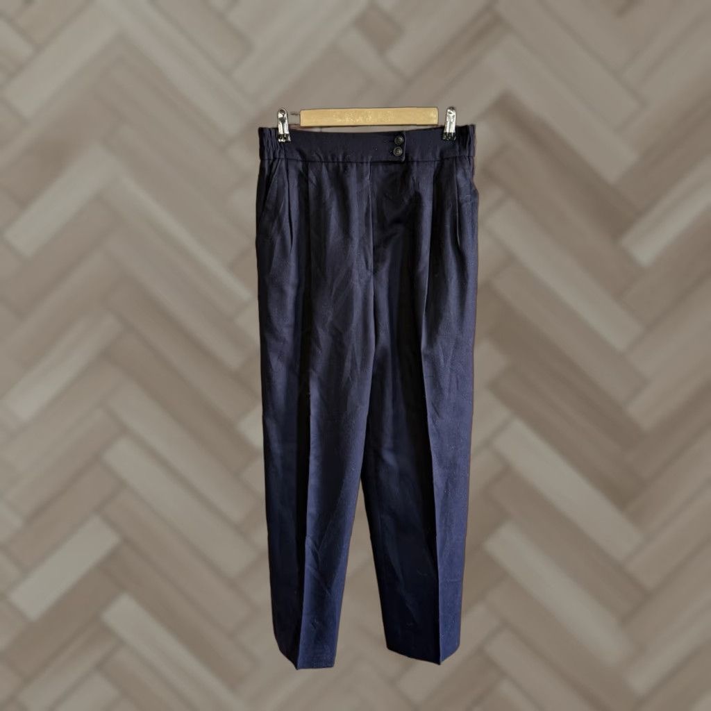Vintage Harve Bernard Sport Women’s Wool Blue Pants Side Zip Ankle Slit 10 Size 32" / US 10 / IT 46 - 1 Thumbnail