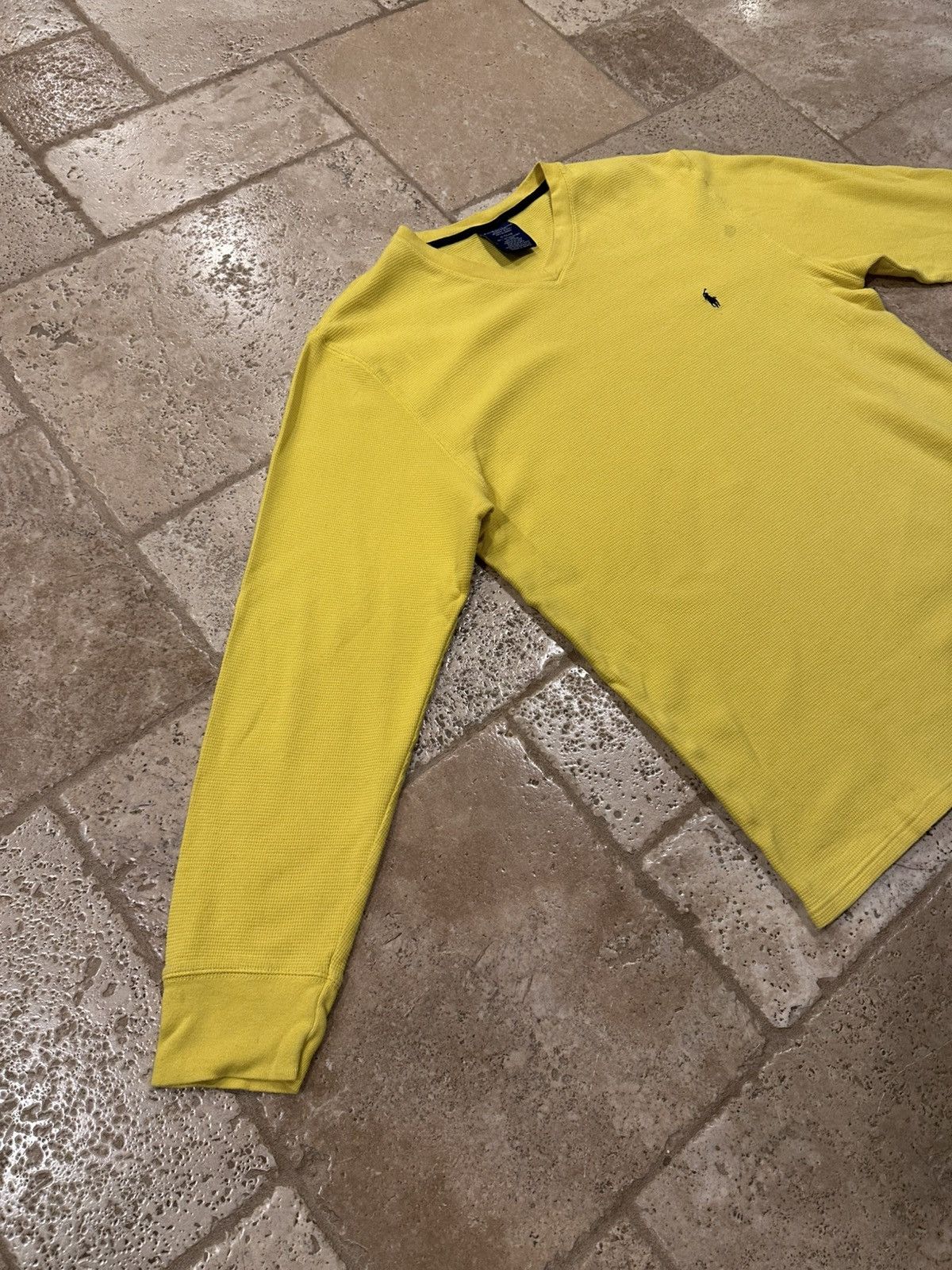 Polo Ralph Lauren × Ralph Lauren × Vintage Polo Ralph Lauren Yellow Waffle V-Neck Long Sleeve T-Shirt Size US XL / EU 56 / 4 - 9 Thumbnail