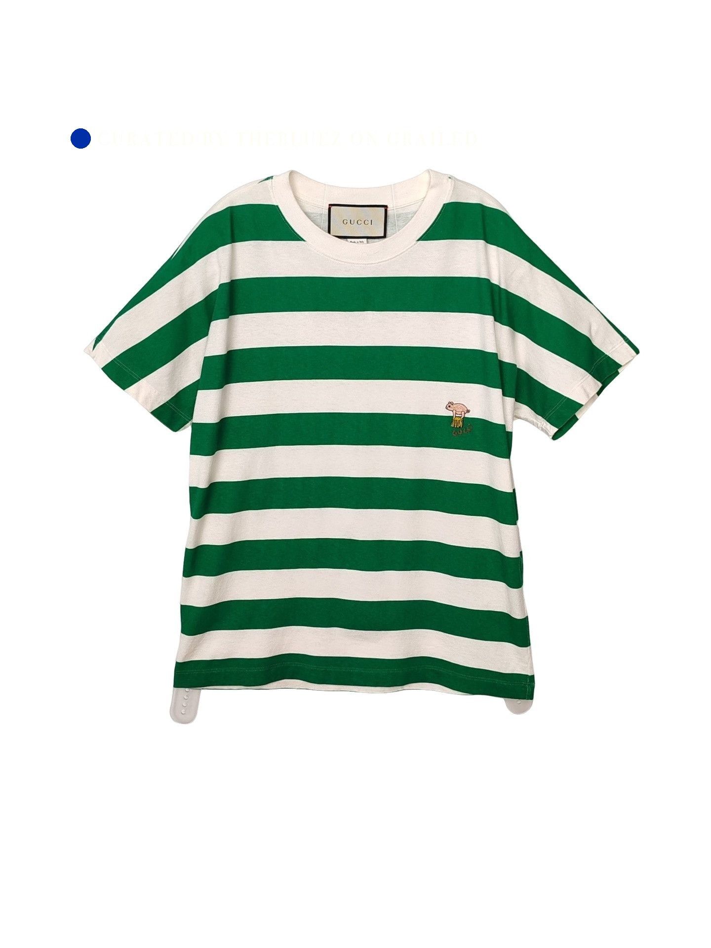 Gucci Green and White Striped Short Sleeve T-Shirt Size US XS / EU 42 / 0 - 1 Thumbnail
