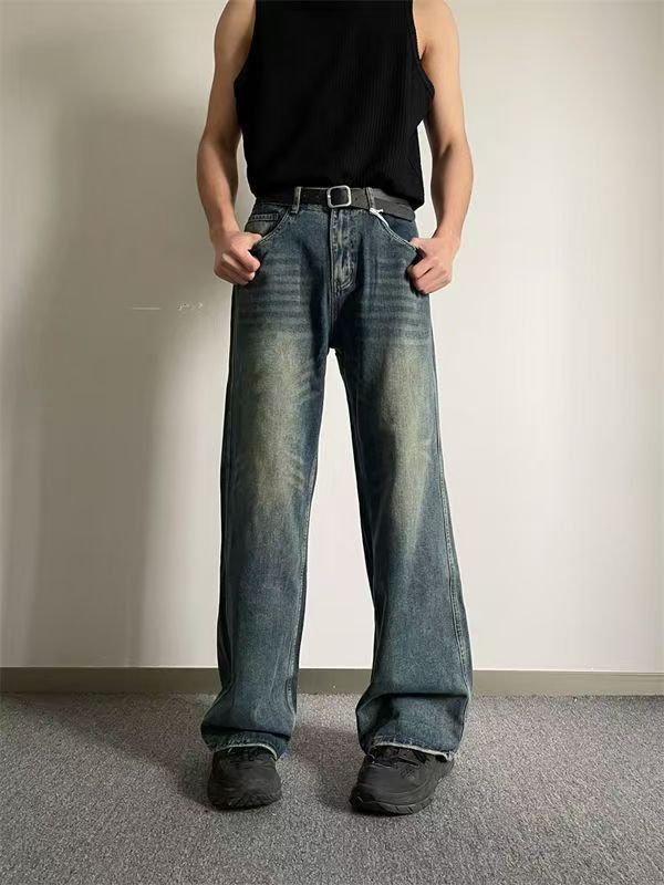Japanese Brand × Jean Men's street washed distressed straight jeans y2k Size US 32 / EU 48 - 1 Thumbnail