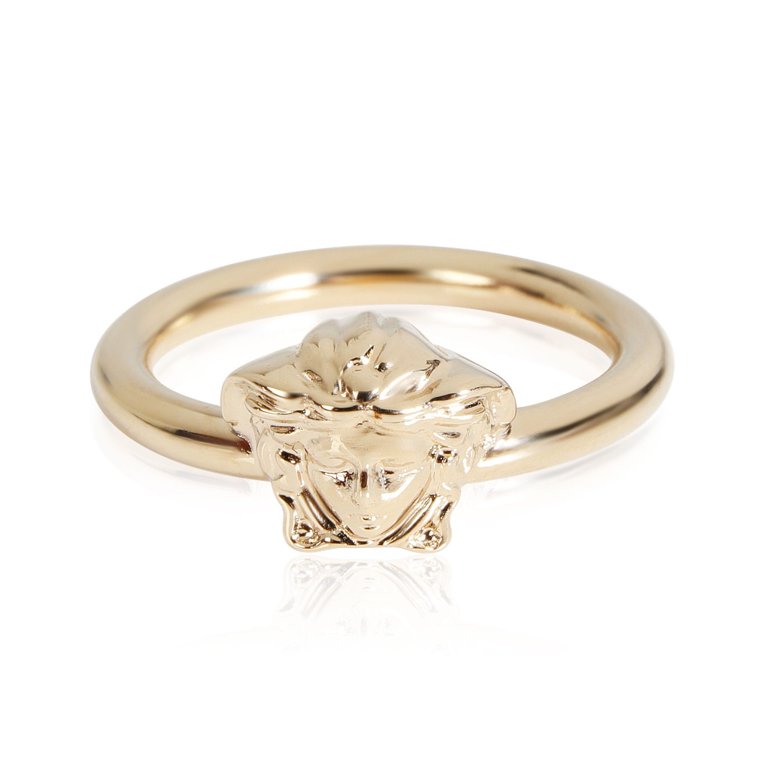 image of Versace Medusa Yellow Gold Plated Ring, Women's