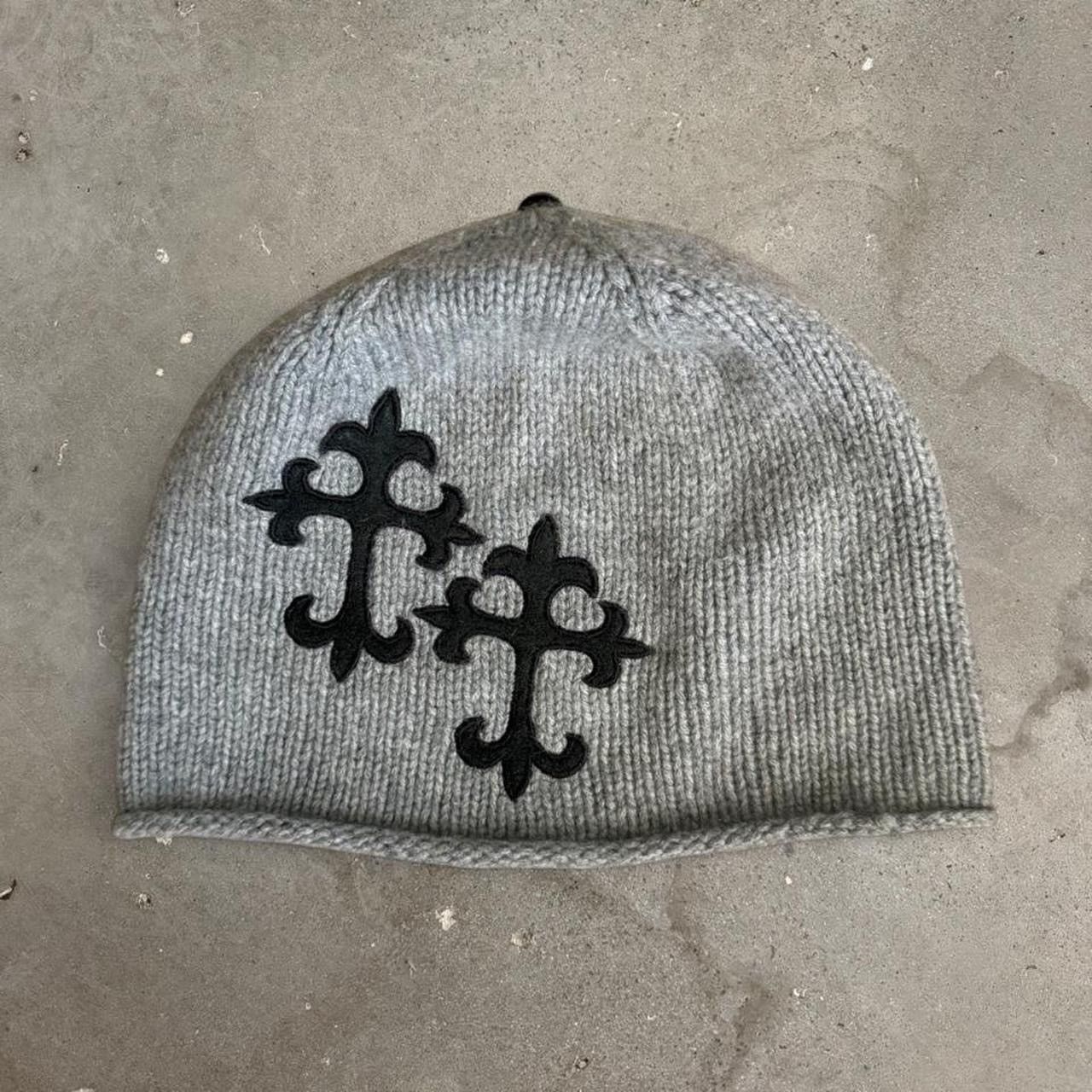 Jaded by Knight Cross Patch Grey Cashmere Knit Amiri Beanie