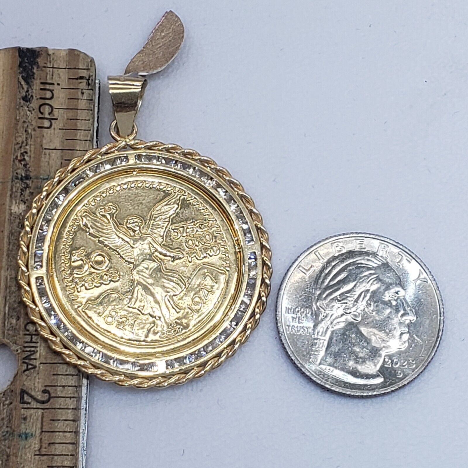 032c 14k solid gold 50 pesos centenario Coin Bezel Frame pendant Size ONE SIZE - 7 Thumbnail