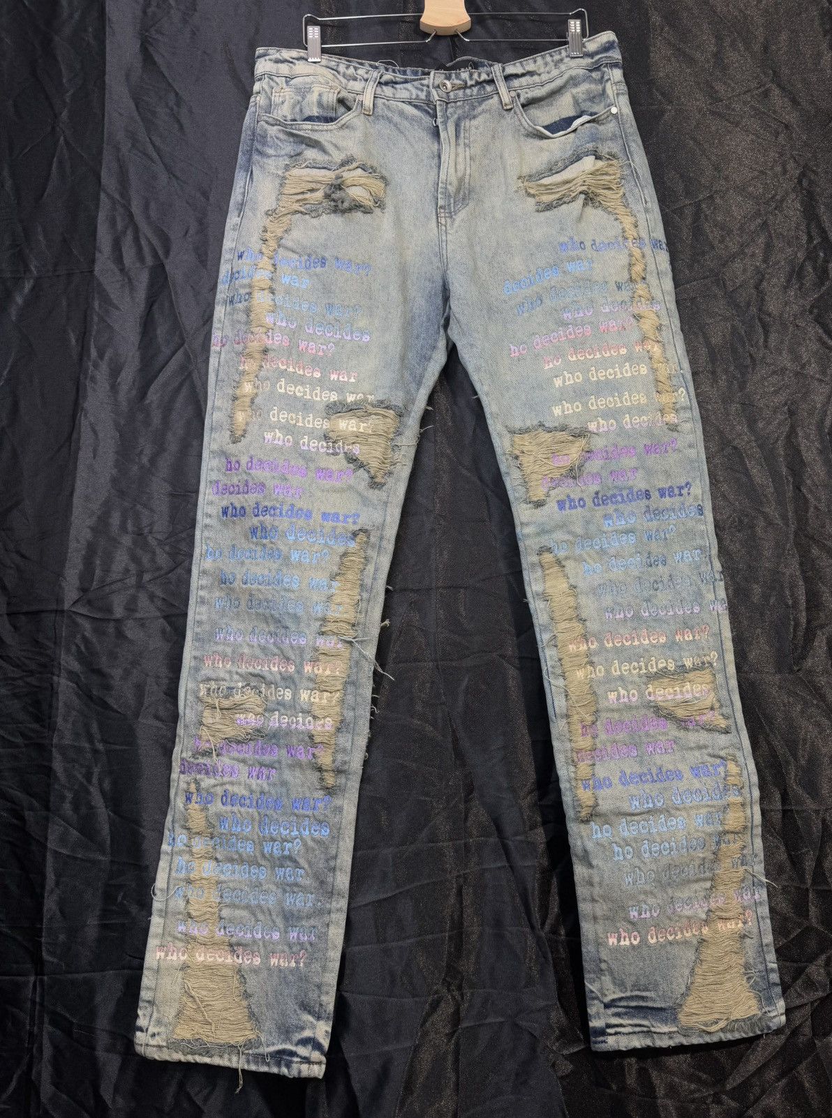 Who Decides War Who Decides War Blue Sand Scripture Jeans Size US 36 / EU 52 - 2 Thumbnail