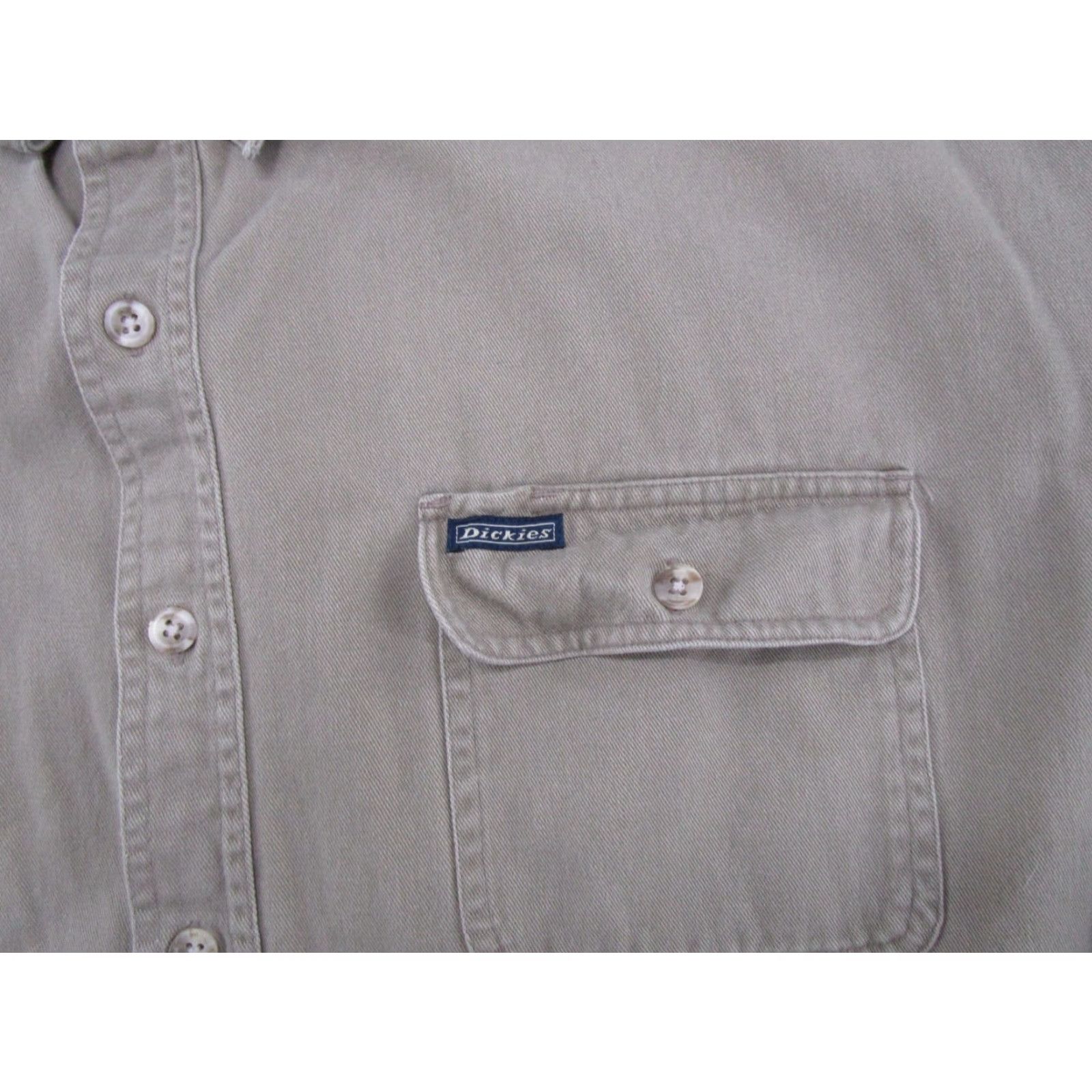 Dickies VINTAGE Dickies Men's Long-Sleeve Work Shirt Beige Canvas Button Up 2XL 90s Mens Shirts Beige 90s Workwear Pockets Wrinkle Resistant Button-Up Size US XXL / EU 58 / 5 - 3 Thumbnail