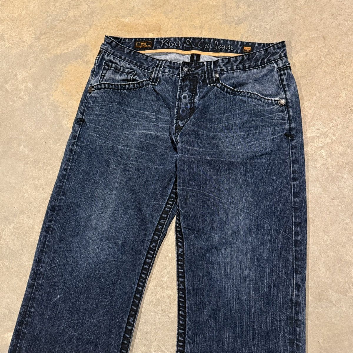 Vintage Vtg 2000s Faded Distressed Indigo Baggy Jeans ERD Grunge Y2K Size US 36 / EU 52 - 4 Thumbnail