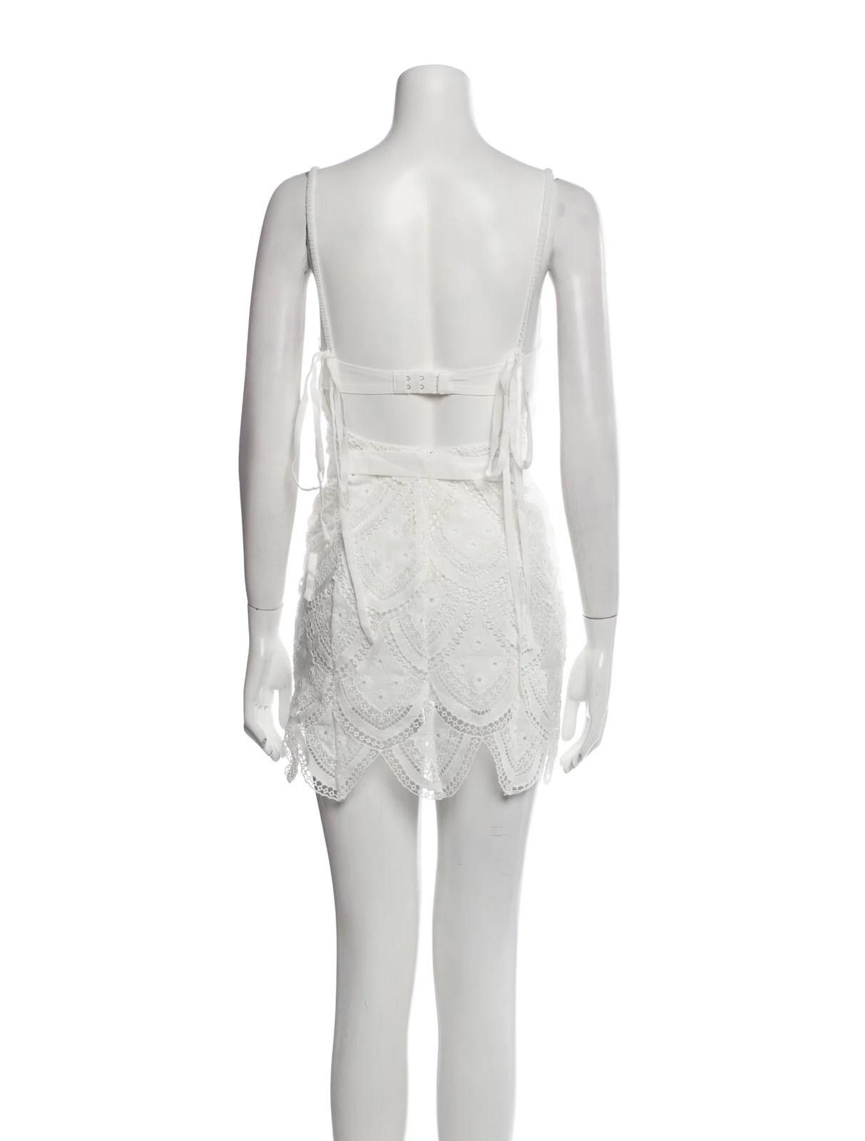Other For Love & Lemons White V-Neck Mini Dress Size: XS Size XS / US 0-2 / IT 36-38 - 3 Thumbnail