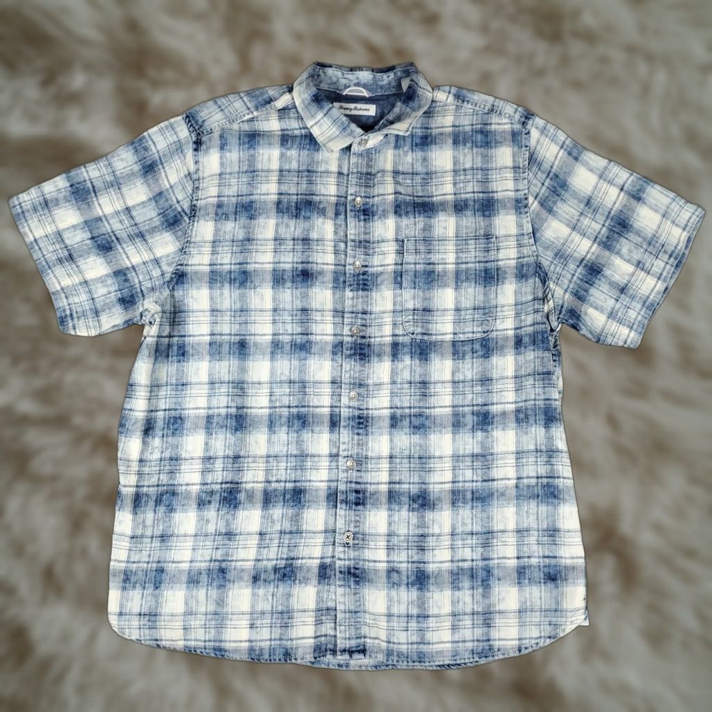 Tommy Bahama Tommy Bahama Shirt Mens XL Blue Plaid Cotton Button Up Short Sleeve Size US XL / EU 56 / 4 - 1 Thumbnail