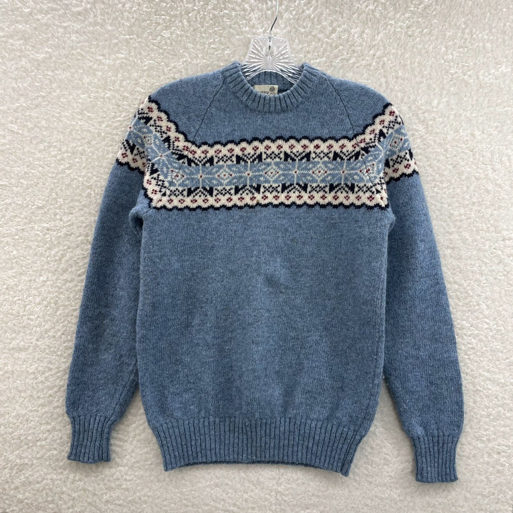 Vintage VINTAGE Koilmorrey 100% Wool Sweater Women S/M Blue Fair Isle Nordic 80s UK 1980s Mens Womens Size S / US 4 / IT 40 - 2 Thumbnail