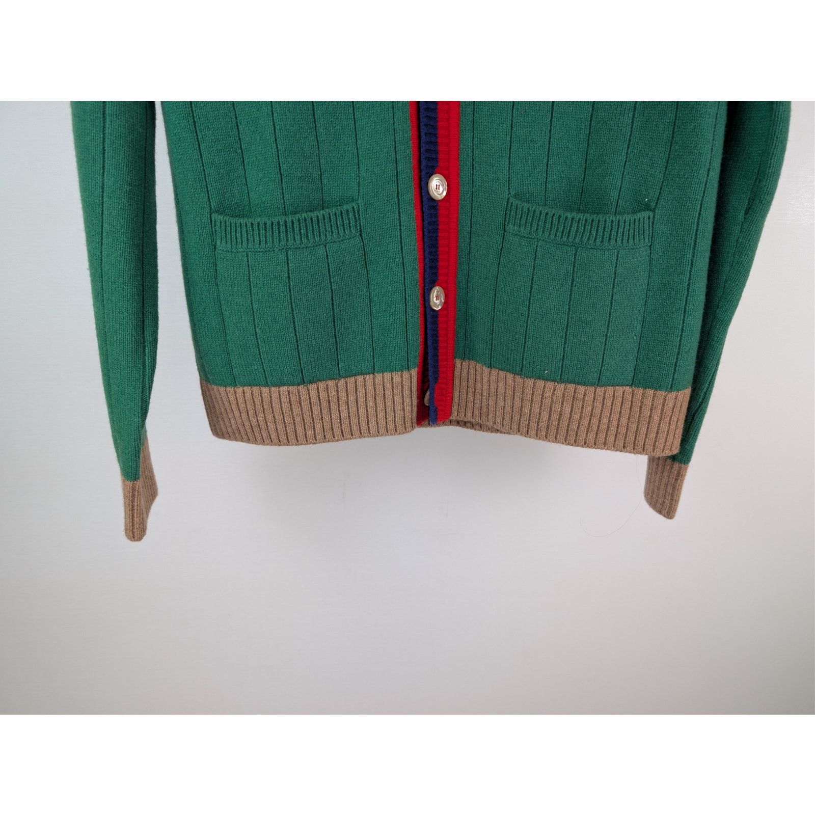 Gucci o1rshd1 Wool Long Sleeve Cardigan Sweater in Yard/Multicolor Size US L / EU 52-54 / 3 - 3 Thumbnail