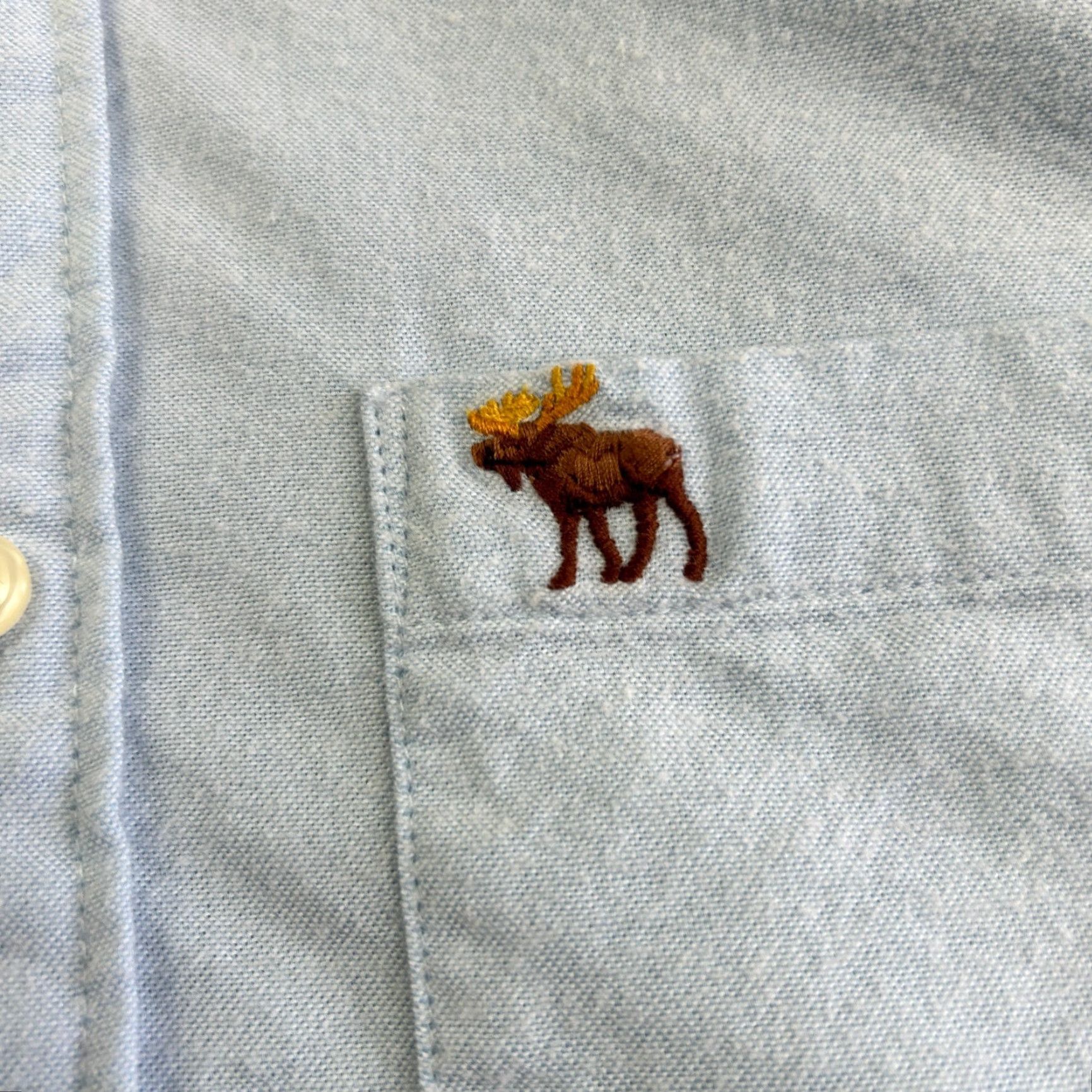 Abercrombie & Fitch VINTAGE Abercrombie & Fitch Solid Button Shirt Mens Long Sleeve XL Blue Flesh Moose Icon Size US XL / EU 56 / 4 - 3 Thumbnail