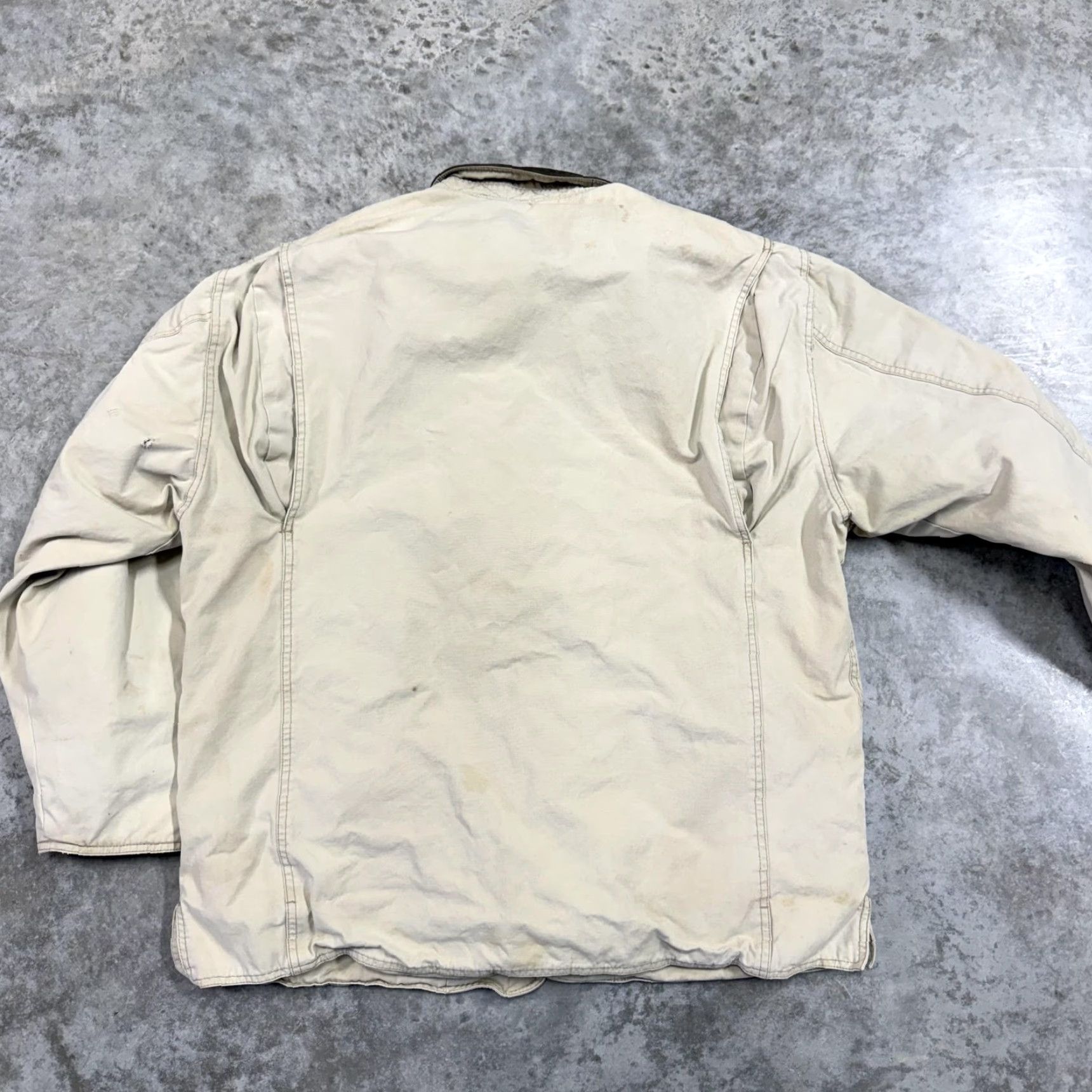 Gap VINTAGE Gap Jacket Mens XL Beige Canvas Chore Coat Leather Collar Workwear Size US XL / EU 56 / 4 - 6 Thumbnail