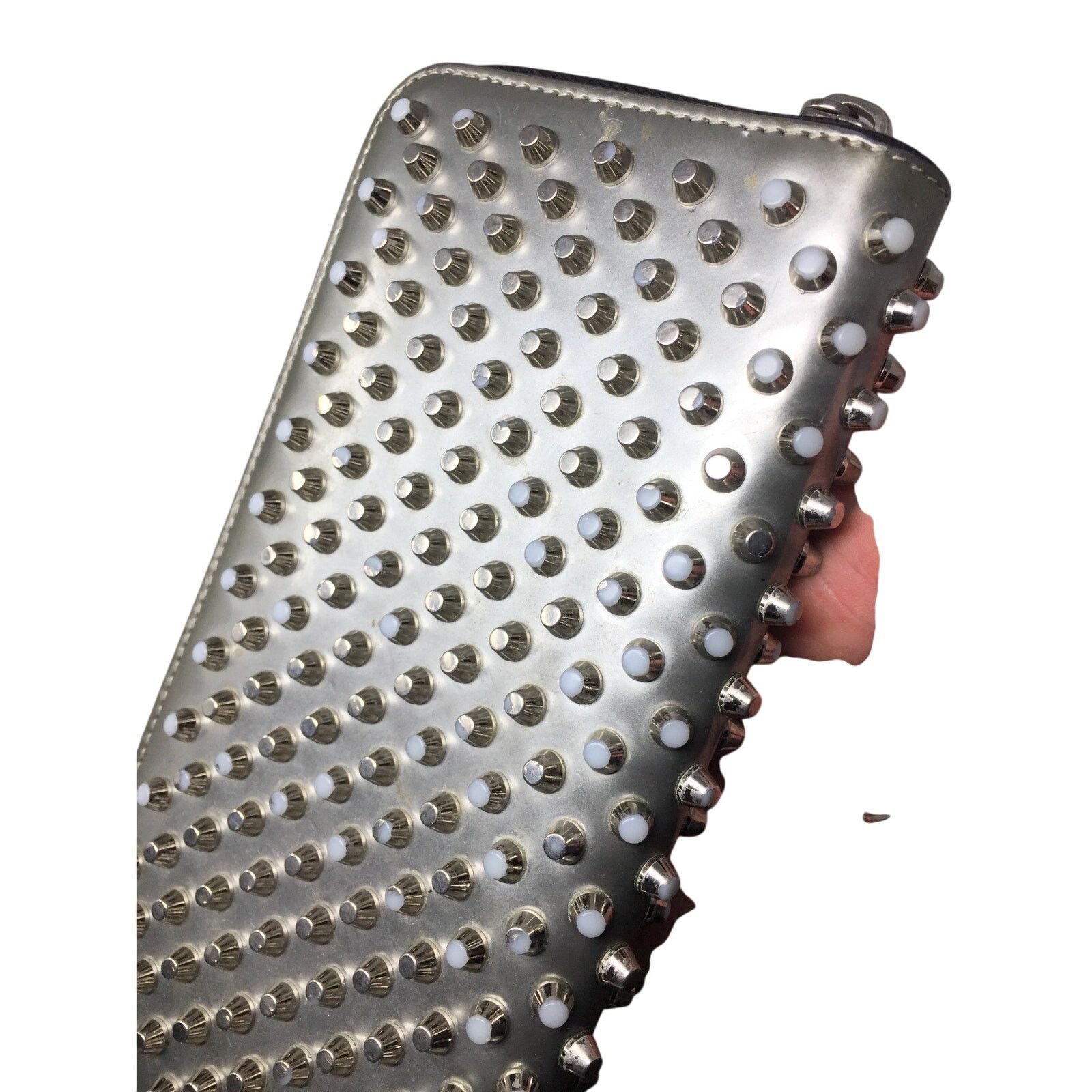 Christian Louboutin Christian Louboutin Silver Studded Zip Around Long Wallet Size ONE SIZE - 10 Thumbnail