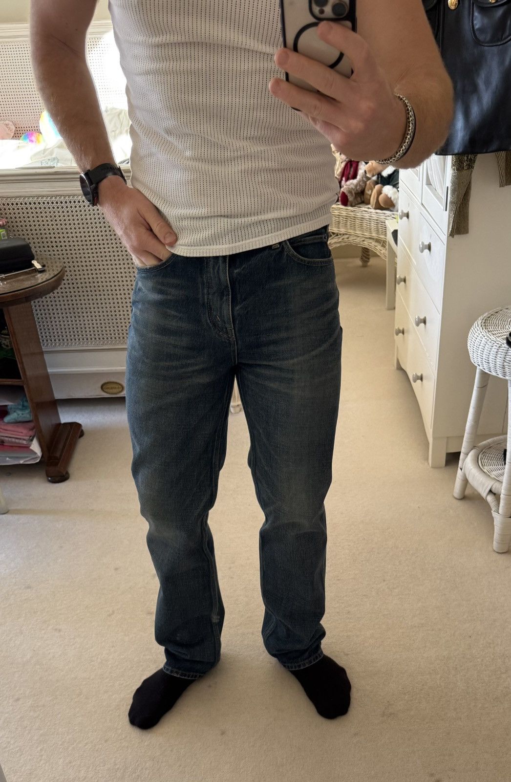 Celine Celine Hedi Slimane Dark union wash Francoise jeans 29 $1200 Size US 29 - 3 Thumbnail
