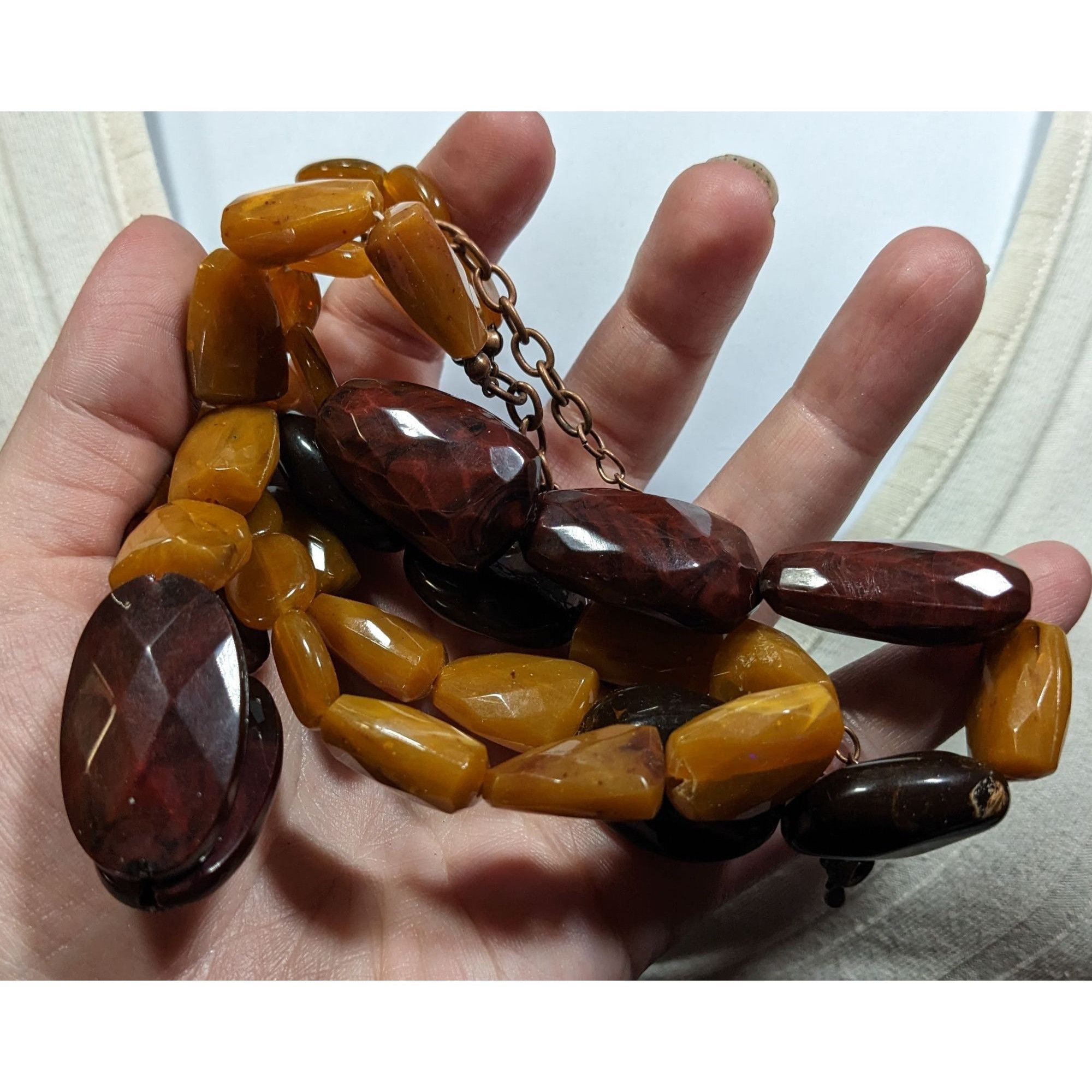 Other Vintage Retro Chunky Brown Acrylic Beaded Layered Necklace Size ONE SIZE - 5 Thumbnail