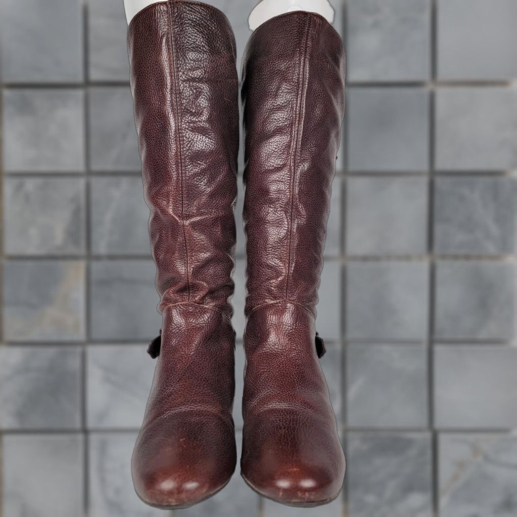 Vintage VINTAGE Cathy Jean Leather Riding Boots Knee High Boots Women US Size 9 Brown Round Toe Zip Wedge Heel 16" Shaft Made in Brazil Size 30" / US 8 / IT 44 - 1 Thumbnail