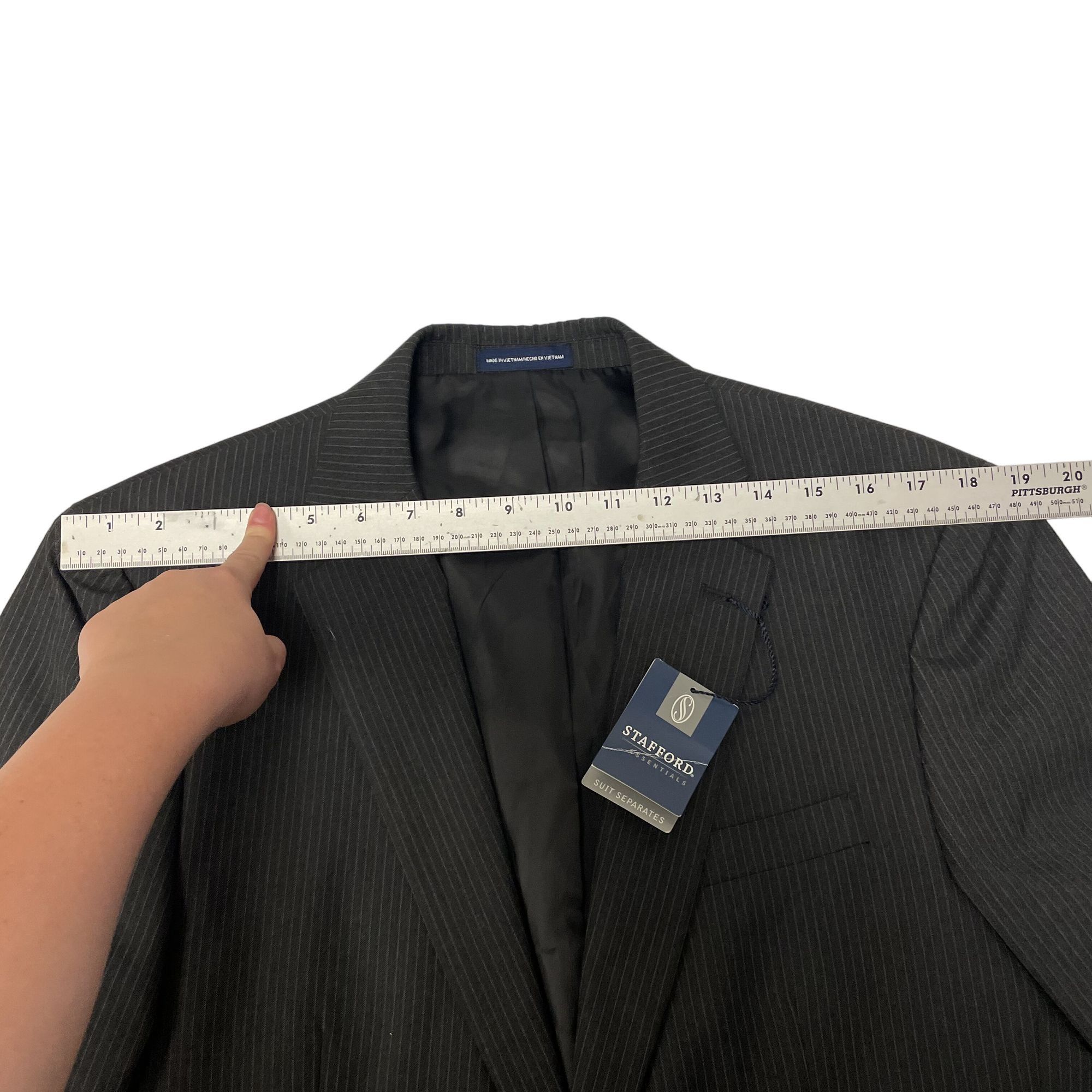 Stafford NWT NEW Stafford Charcoal Sport Coat PINSTRIPE Jacket Size 40R - 10 Thumbnail