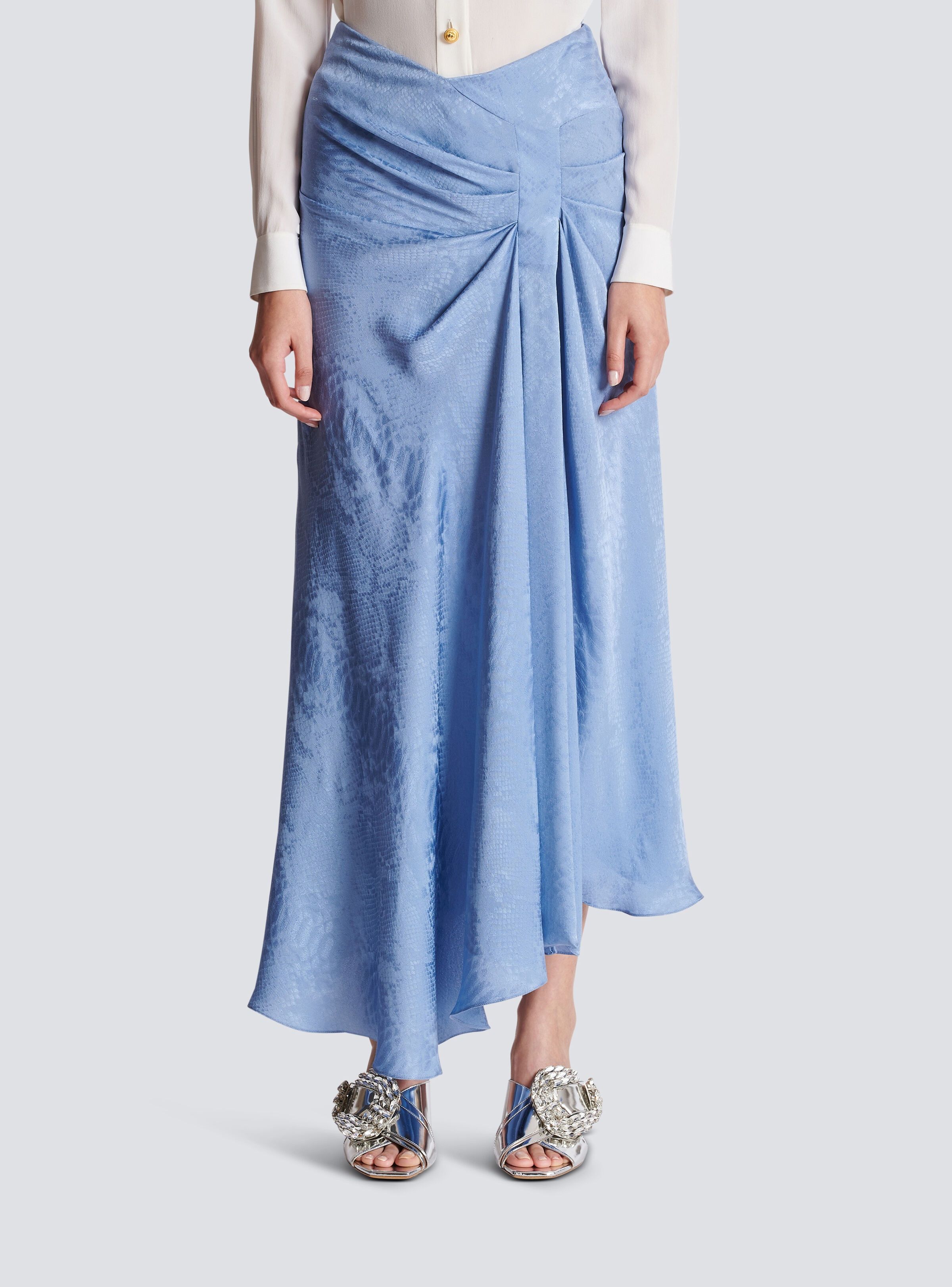 Balmain o1y0625 Maxi Skirt in Light Blue Size 28" / US 6 / IT 42 - 5 Thumbnail
