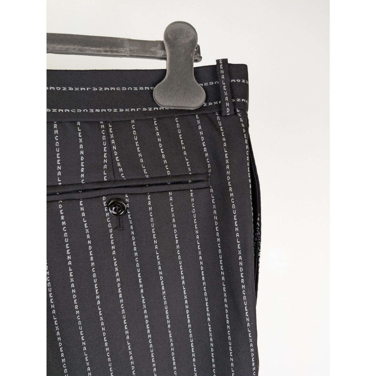 Alexander McQueen o1rshd1 McQueen Lettered Pinstripe Pants in Black/White Size US 40 / EU 56 - 14 Thumbnail