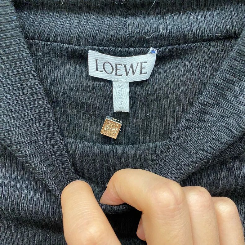 Loewe LOEWE Black leather card letter logo outer seam knit shirt Size M / US 6-8 / IT 42-44 - 3 Thumbnail
