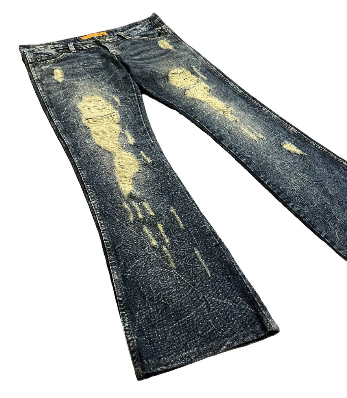 If Six Was Nine Vintage Lvcat Casva Distressed Flared Jeans Size 28" / US 6 / IT 42 - 2 Thumbnail