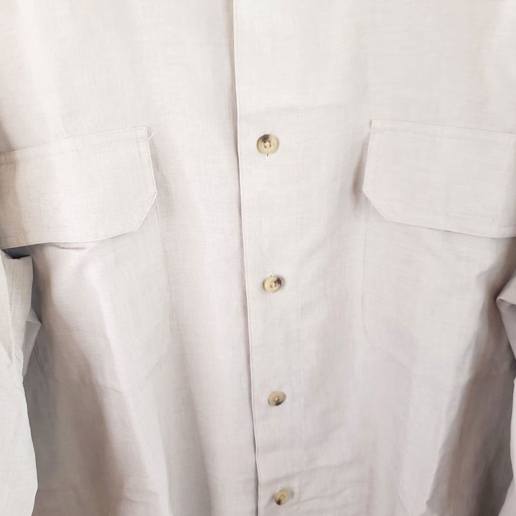 Vintage Woolrich Button-Up Shirt Men’s Long Sleeve Casual Regular XXL British Tan Beige Polyester Solid Button-Up Shirt Mens XLT Size US XXL / EU 58 / 5 - 5 Thumbnail