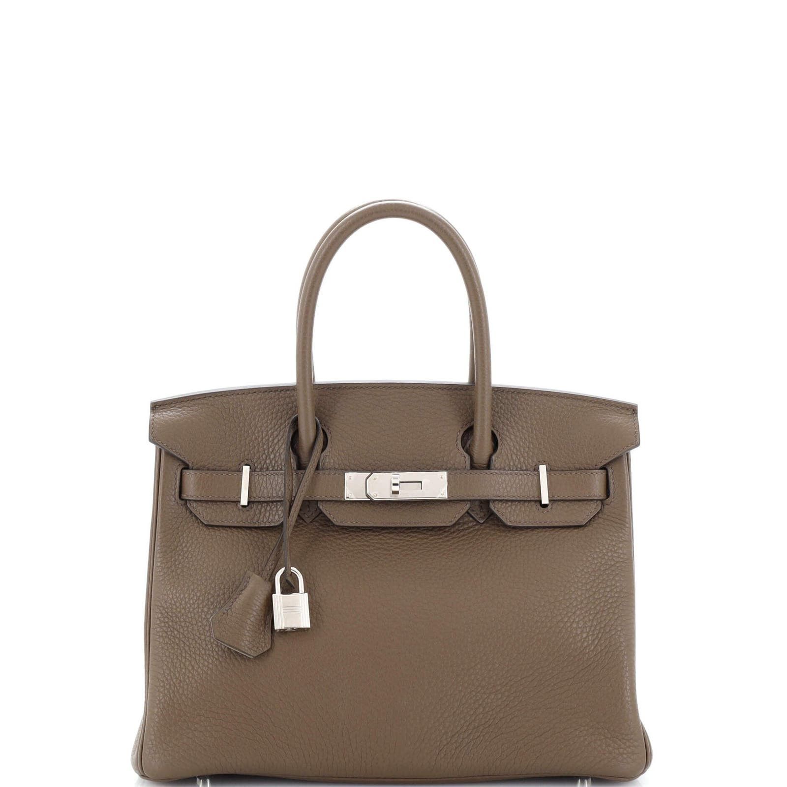 image of Hermes Birkin Handbag Verso Clemence With Palladium Hardware 30 in Brown, Women's