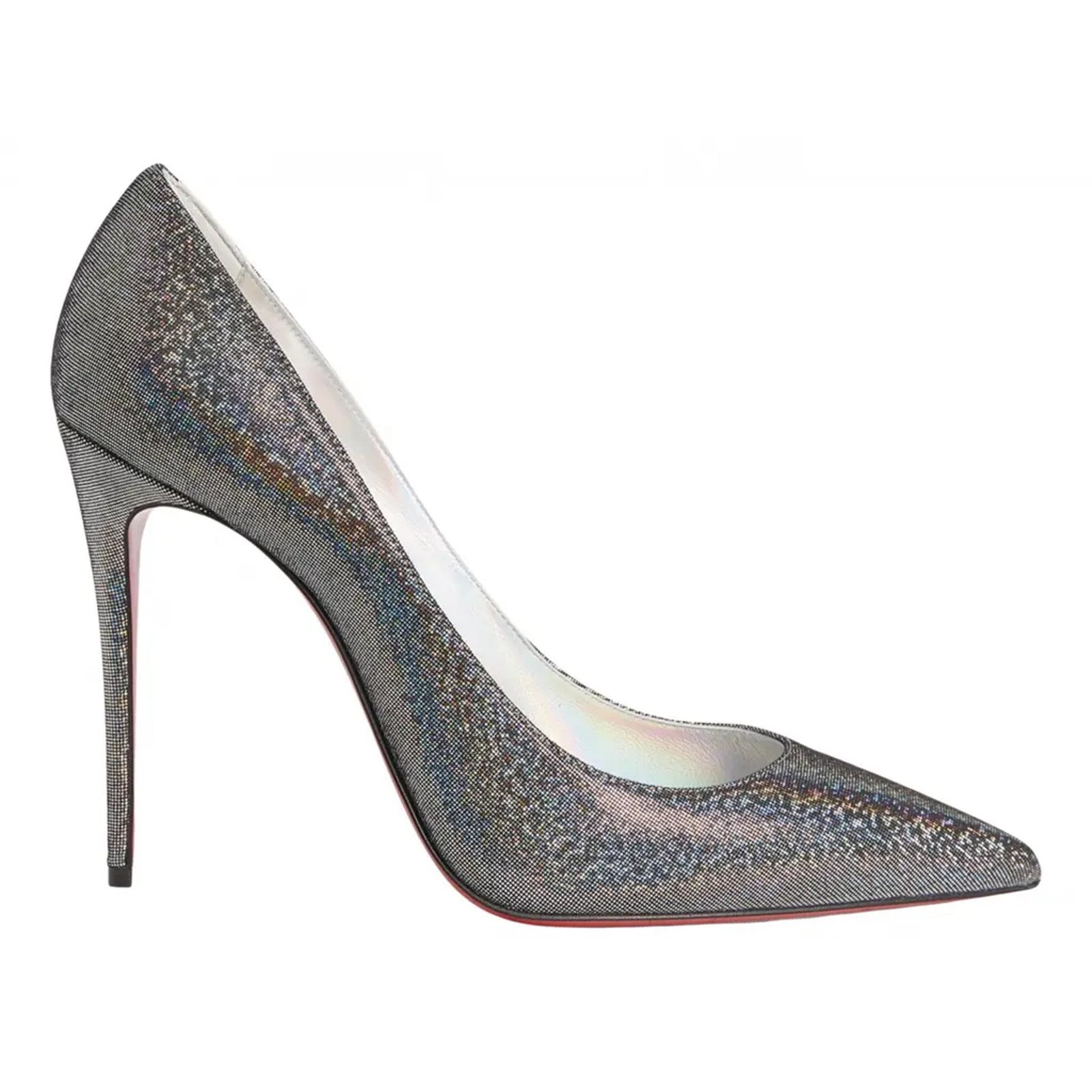 Kate 100 Silver Suede Disco Stiletto Pointed Heel Pump 40