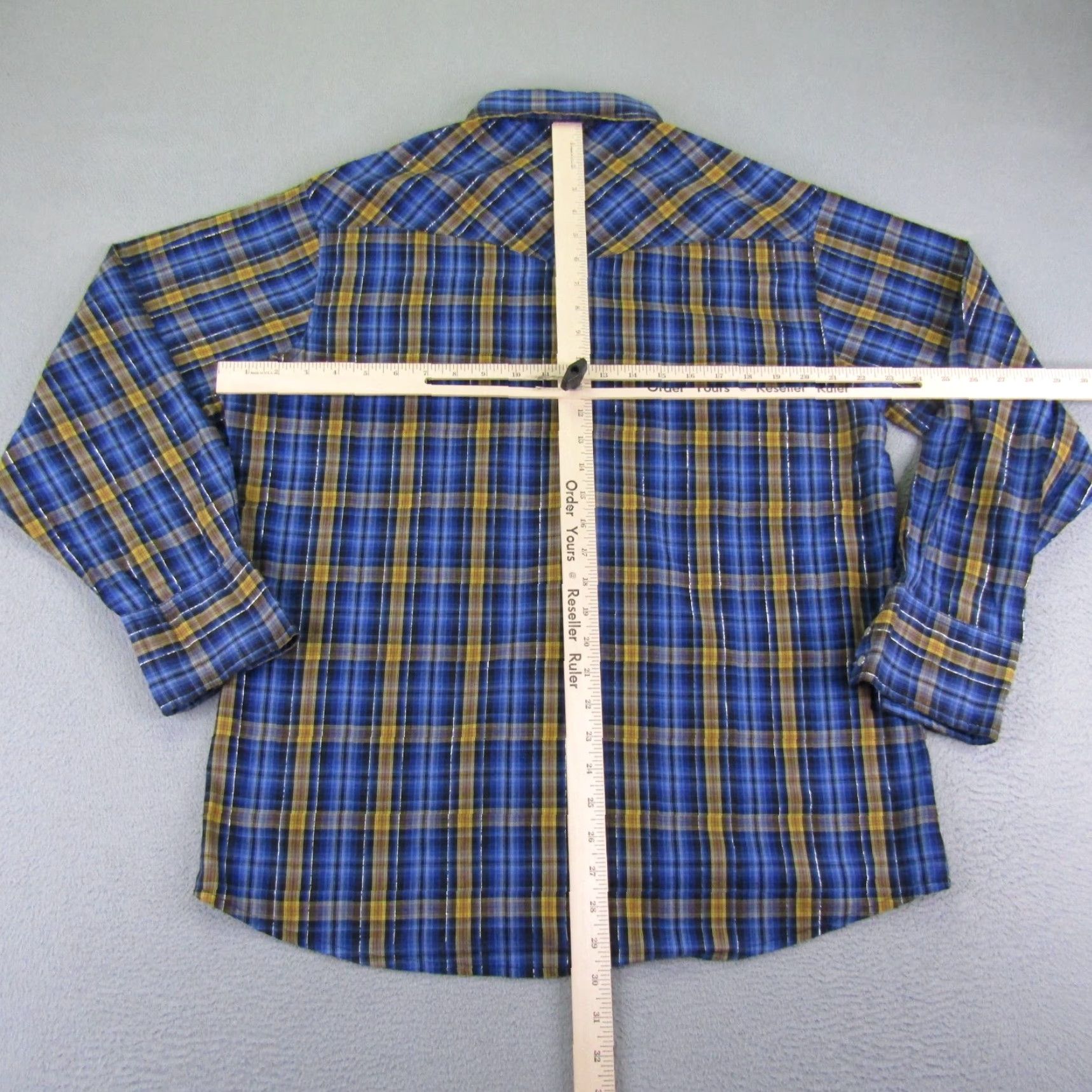 Wrangler VINTAGE Wrangler Western Shirt Mens XL Blue Plaid Pearl Snap Rodeo Sawtooth Country Size US L / EU 52-54 / 3 - 4 Thumbnail
