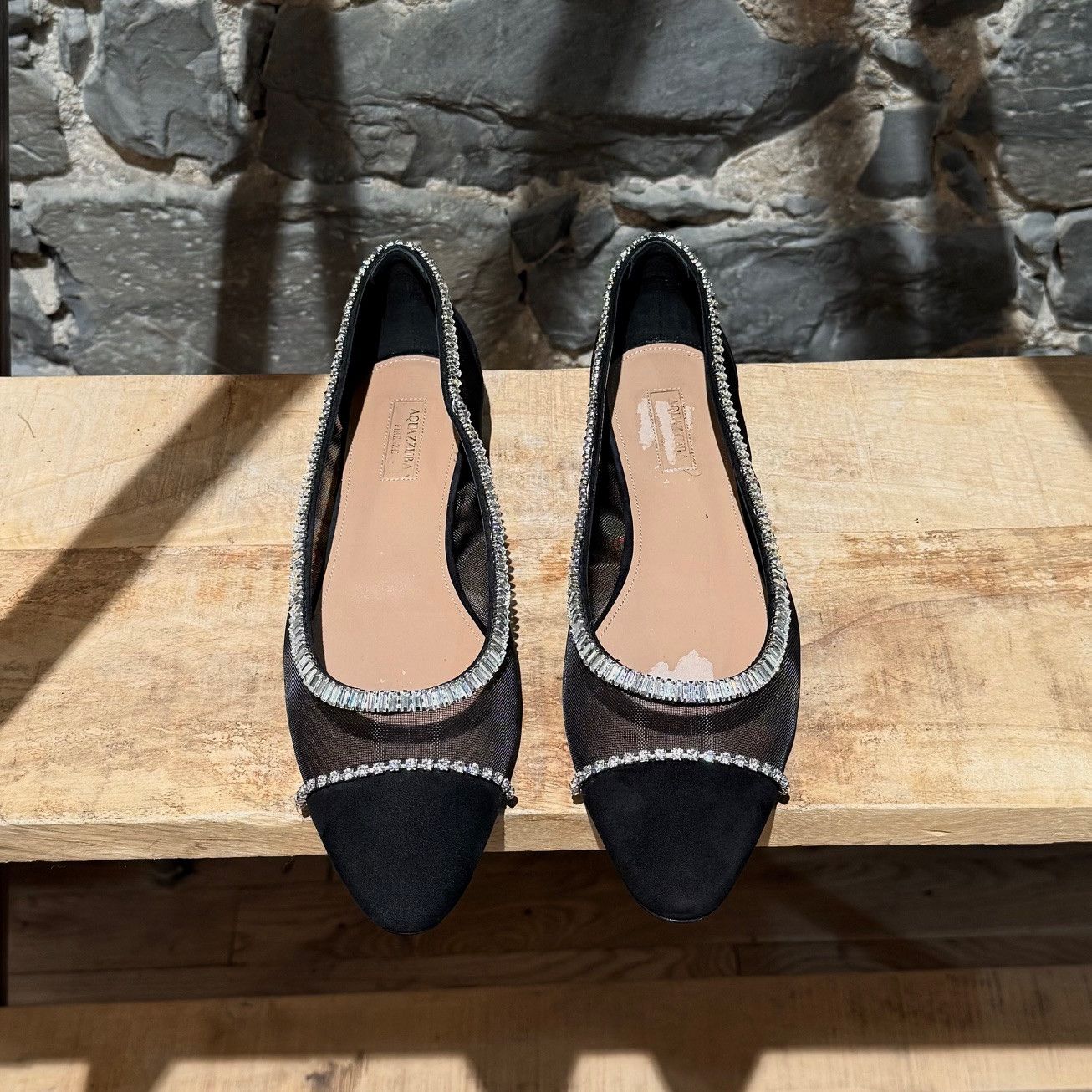 Aquazzura Aquazzura Black Crystal Embellished Mesh Flats Size US 11 / IT 41 - 3 Thumbnail