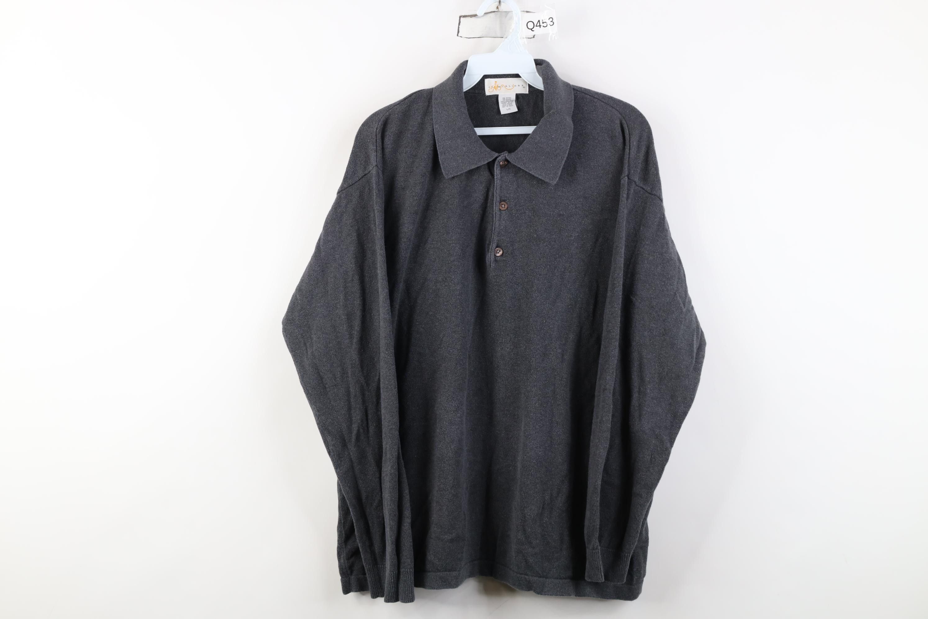 Vintage Vintage 90s Streetwear Cotton Knit Collared Polo Shirt Gray Size US L / EU 52-54 / 3 - 1 Thumbnail