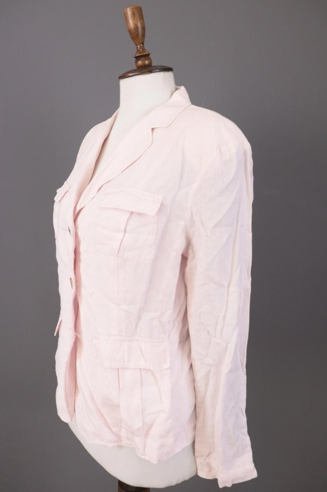 Oscar De La Renta Oska Pink 100% Linen Multipockets Cargo Blazer Jacket Size 3 Size M / US 6-8 / IT 42-44 - 5 Thumbnail