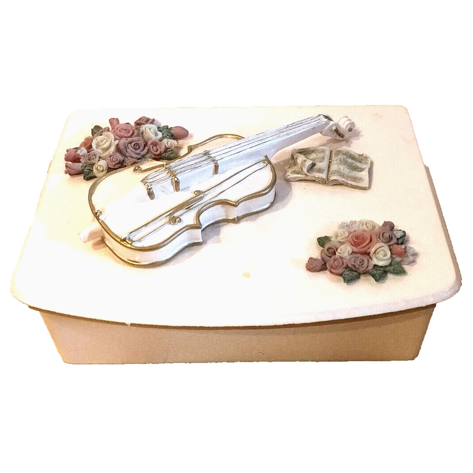 Unbrnd Pink Pearl Jewelry Box Whte Violin Flowers Hand-Paint Mirror, Women's