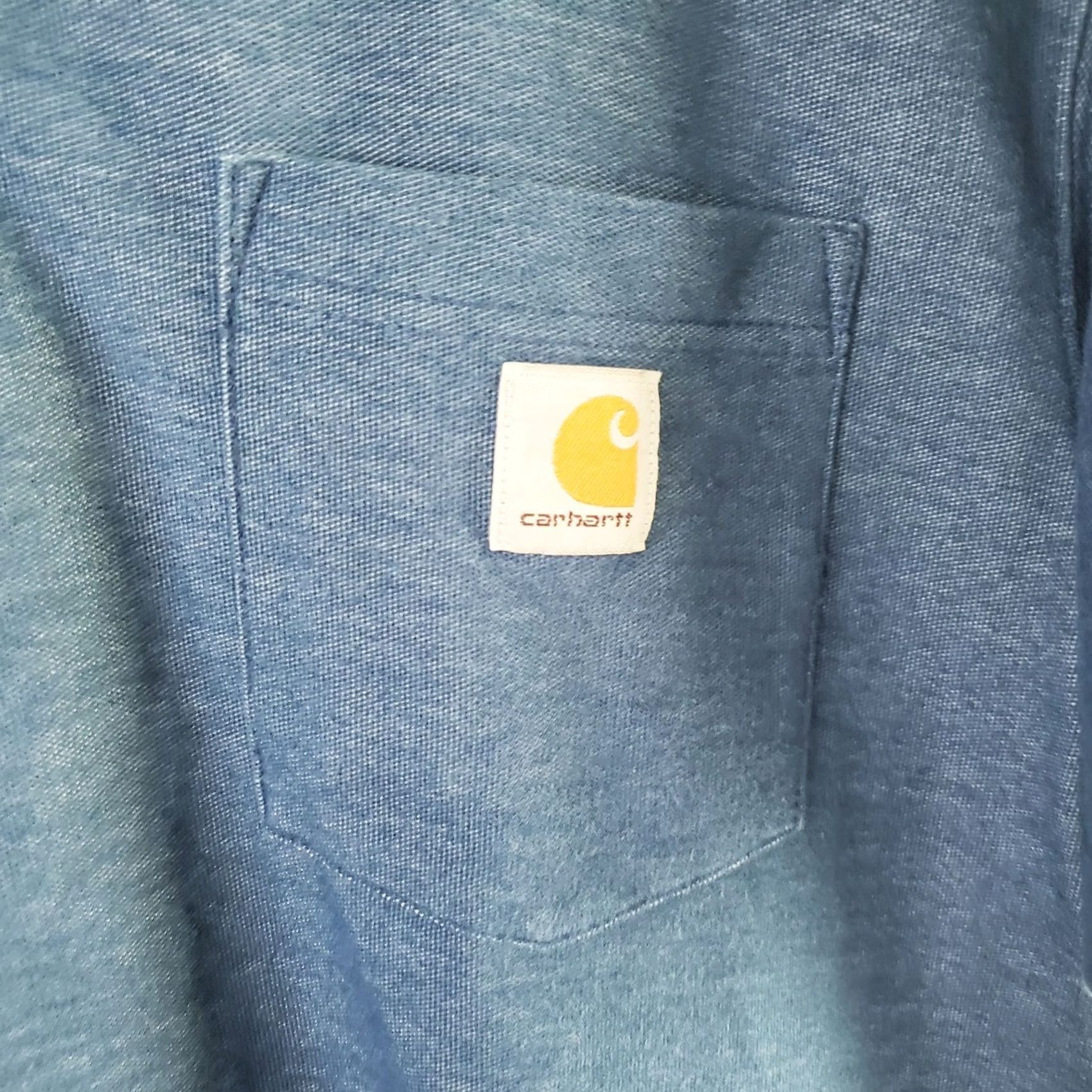 Carhartt Carhartt Mens Polo Shirt Blue L Original Fit Short Sleeve Pocket Button Denim Size US L / EU 52-54 / 3 - 4 Thumbnail