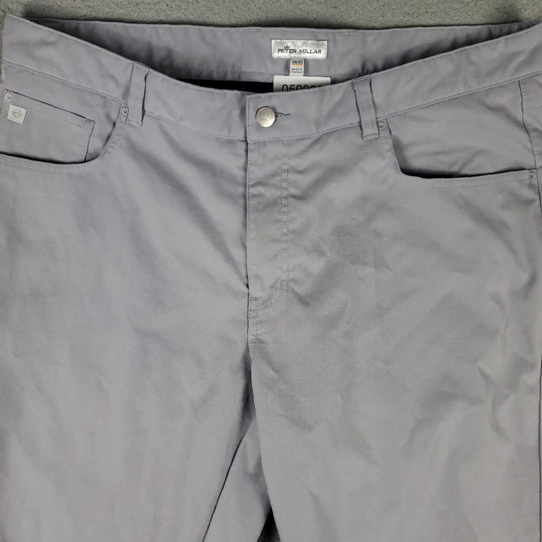 Peter Millar Peter Millar Gray Chino Pants Mens 38x28 5-Pocket Regular Fit Microfiber Size US 38 / EU 54 - 2 Thumbnail