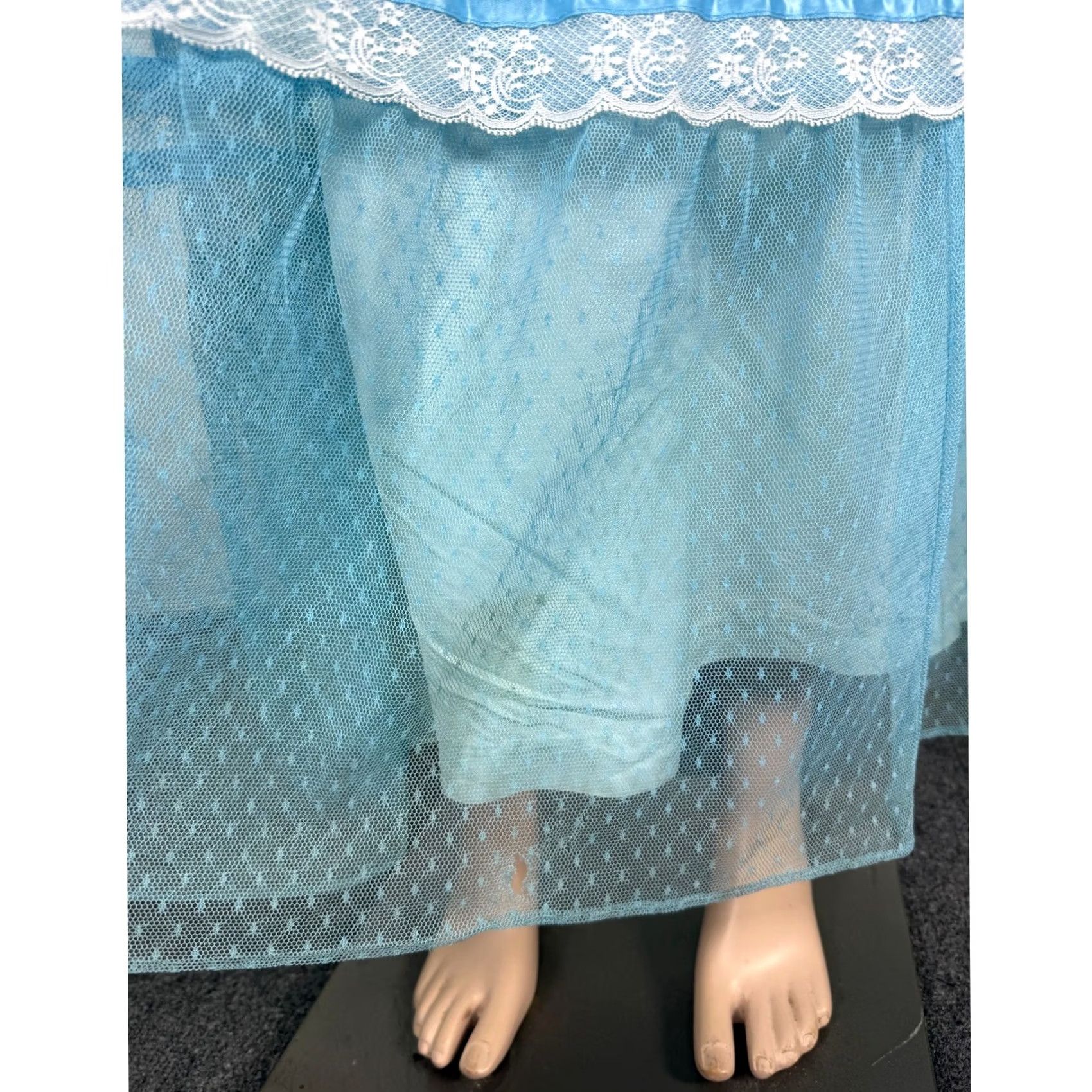 Vintage VINTAGE Dress Womens 2XS Blue 70s Prairie Women Formal Lace Ruffle Maxi Long Evening Size XXS / US 00 / IT 34 - 3 Thumbnail