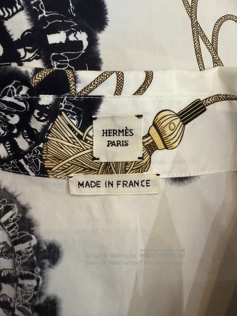 Hermes Hermes White base black gold print shirt Size XS / US 0-2 / IT 36-38 - 4 Thumbnail