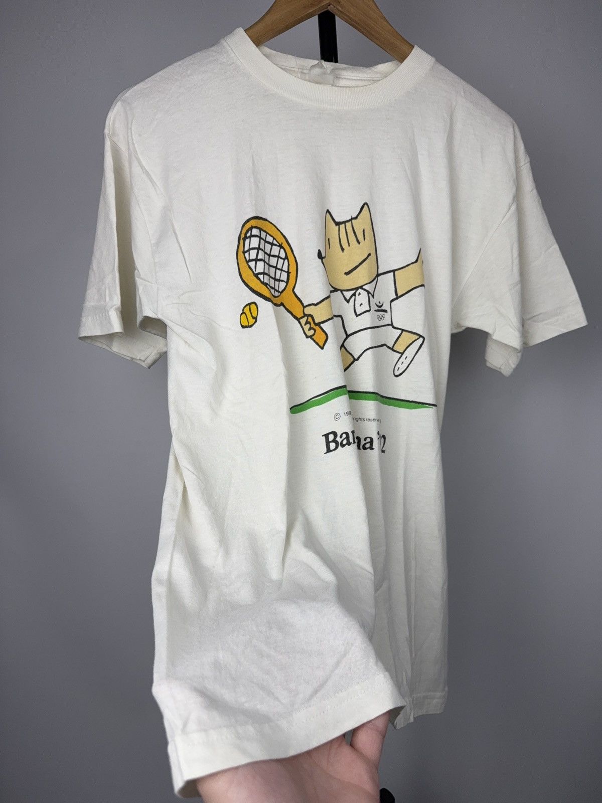 Vintage Rare 90s Vintage Barcelona 1992 Cobi Olympic Tennis T-Shirt Size US S / EU 44-46 / 1 - 8 Thumbnail