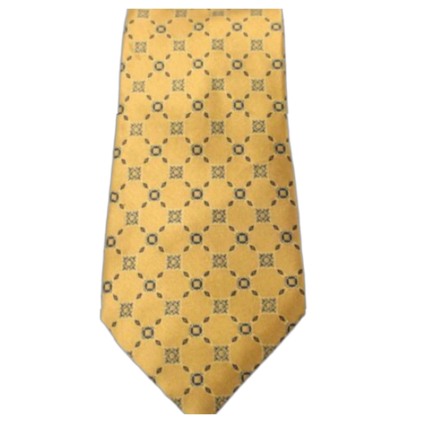 Vintage VINTAGE Dolcepunta 7-Fold Necktie Mens Gold 100% Silk Geometric Luxury Italy Classic 60" Long 4" Wide Mens Gold Geometric Silk Tie Size ONE SIZE - 1 Thumbnail