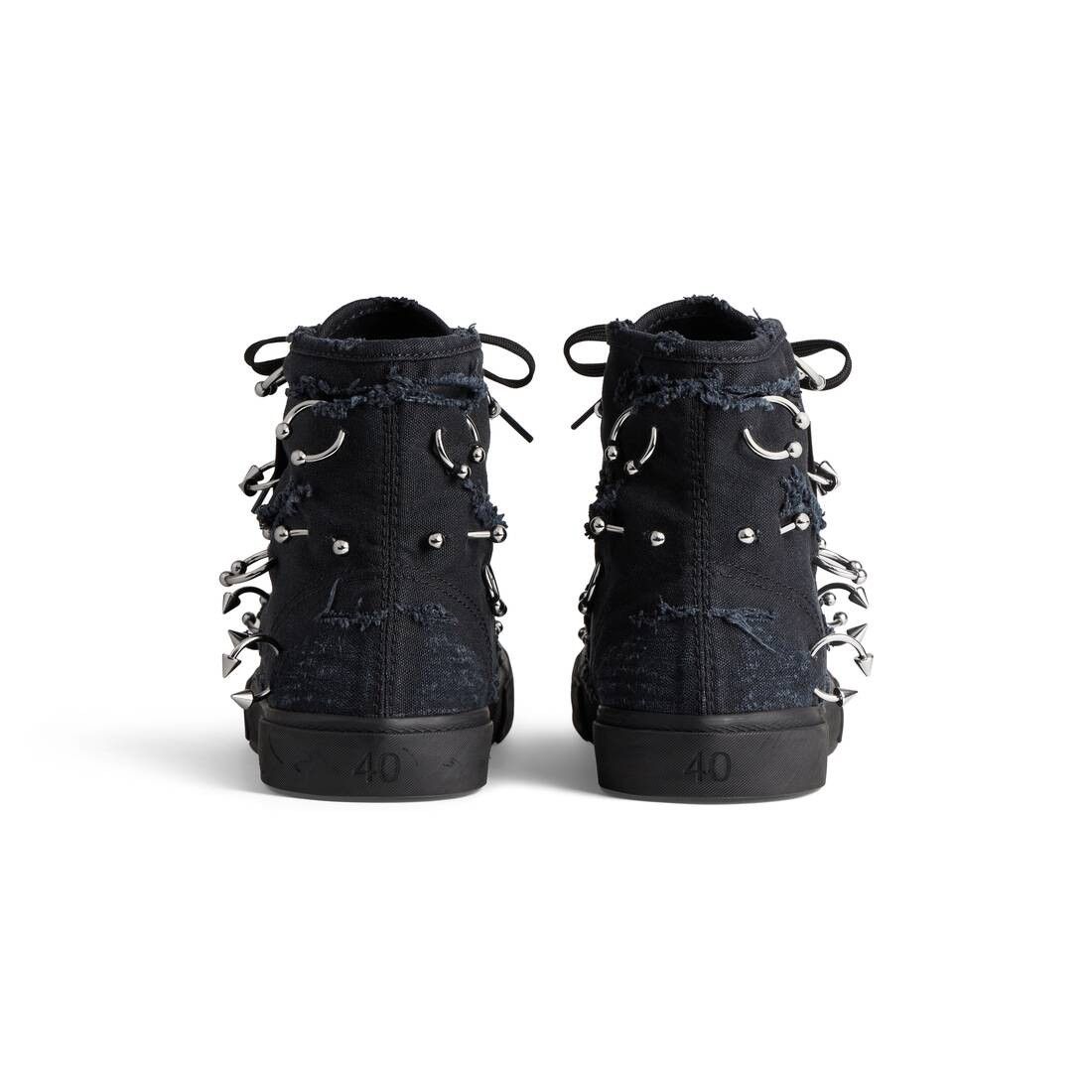 Balenciaga o1s1rm0624 Paris High Top Sneaker With Piercings in Black Size US 8 / EU 41 - 4 Thumbnail