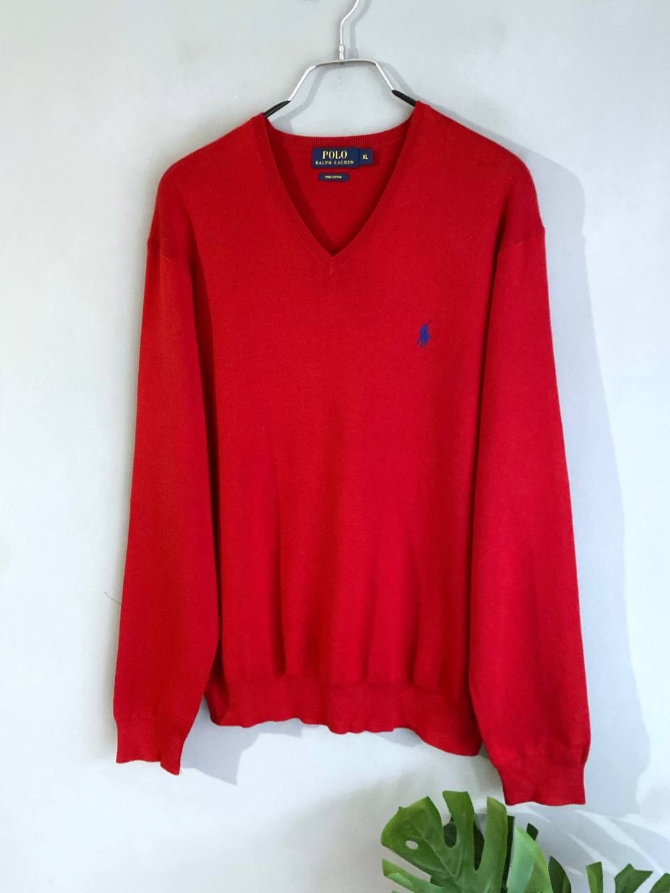 Polo Ralph Lauren Polo Ralph Lauren Men's V-Neck Red Knit Jumper Sweater, XL Size US XL / EU 56 / 4 - 2 Thumbnail
