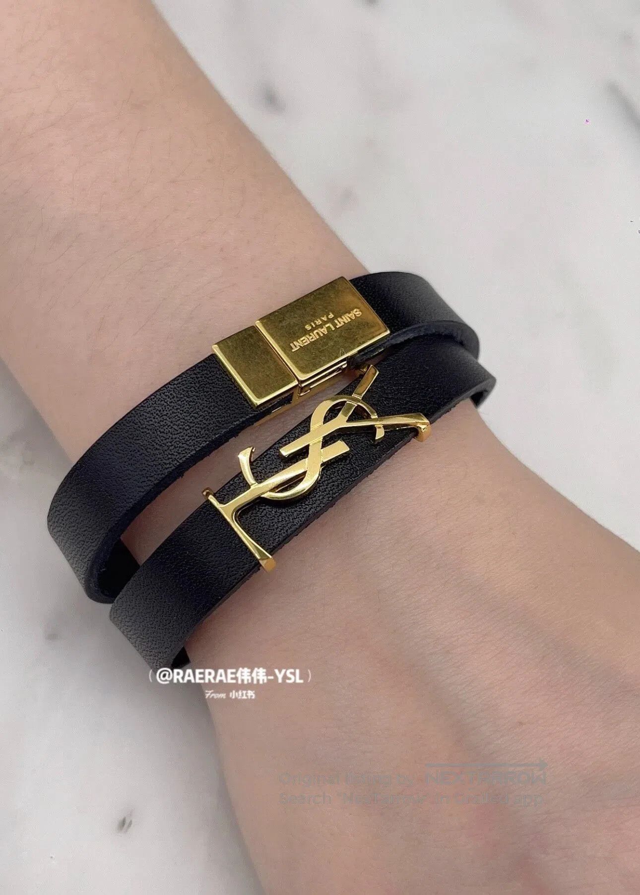 Saint Laurent Paris Saint Laurent Paris Gold Double Ring Logo Bracelet| Size ONE SIZE - 3 Thumbnail